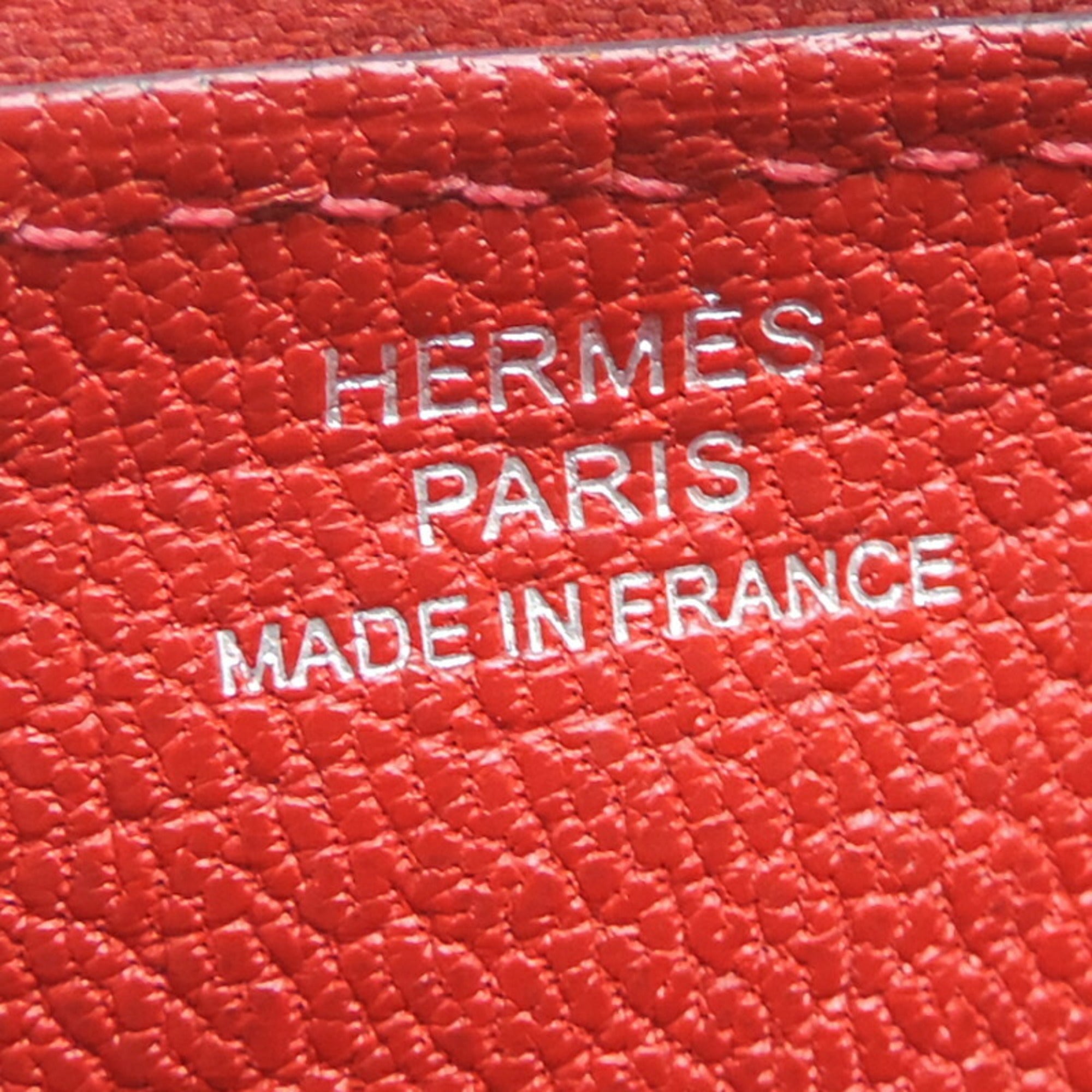 Hermes Red Color Chevre Leather Long Wallet (Bi-Fold) (Pre-Owned)