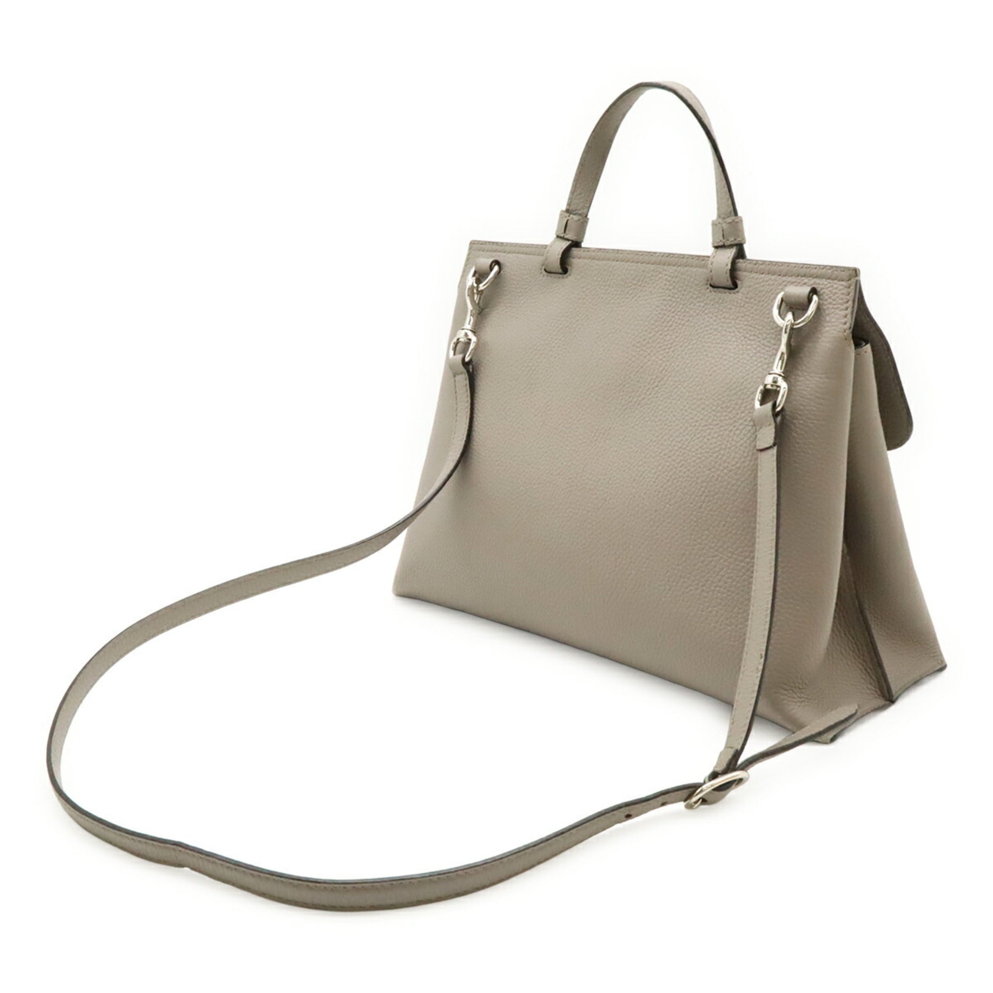 Gucci Gray Bamboo Leather Handbag Shoulder Bag (Pre-Owned)