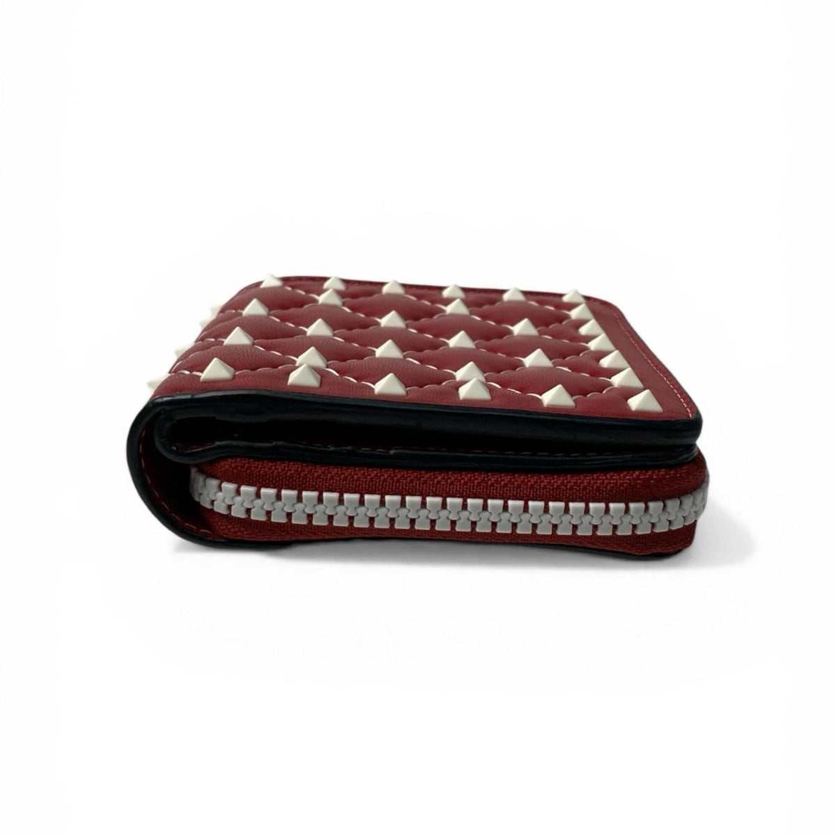 Valentino Garavani Red Color White Leather Wallet (Bi-Fold) (Pre-Owned)