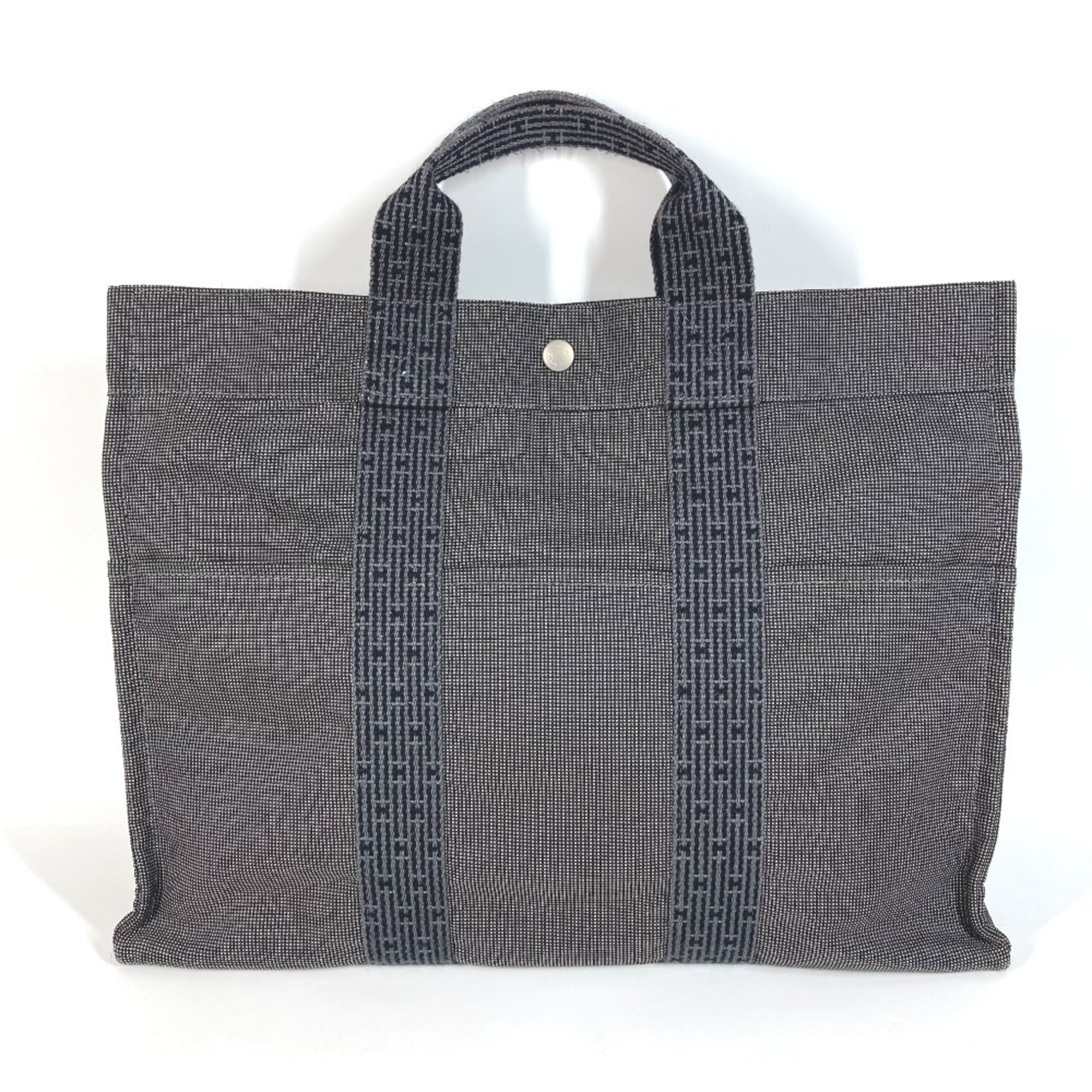 Hermes Her Line Gray Canvas Handbag Tote Bag (Pre-Owned)