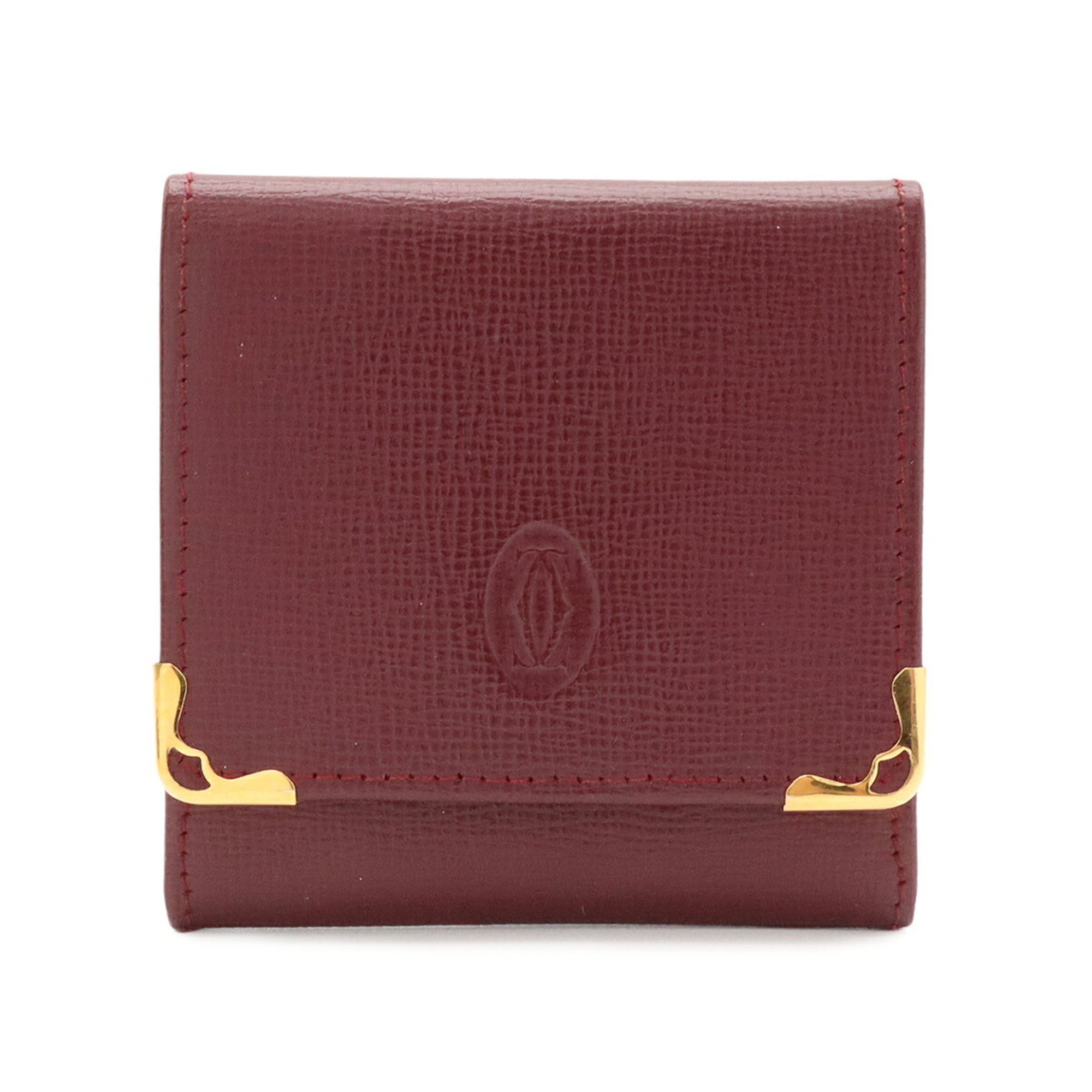 Cartier Bordeaux Leather Coin Purse/Coin Case (Pre-Owned)