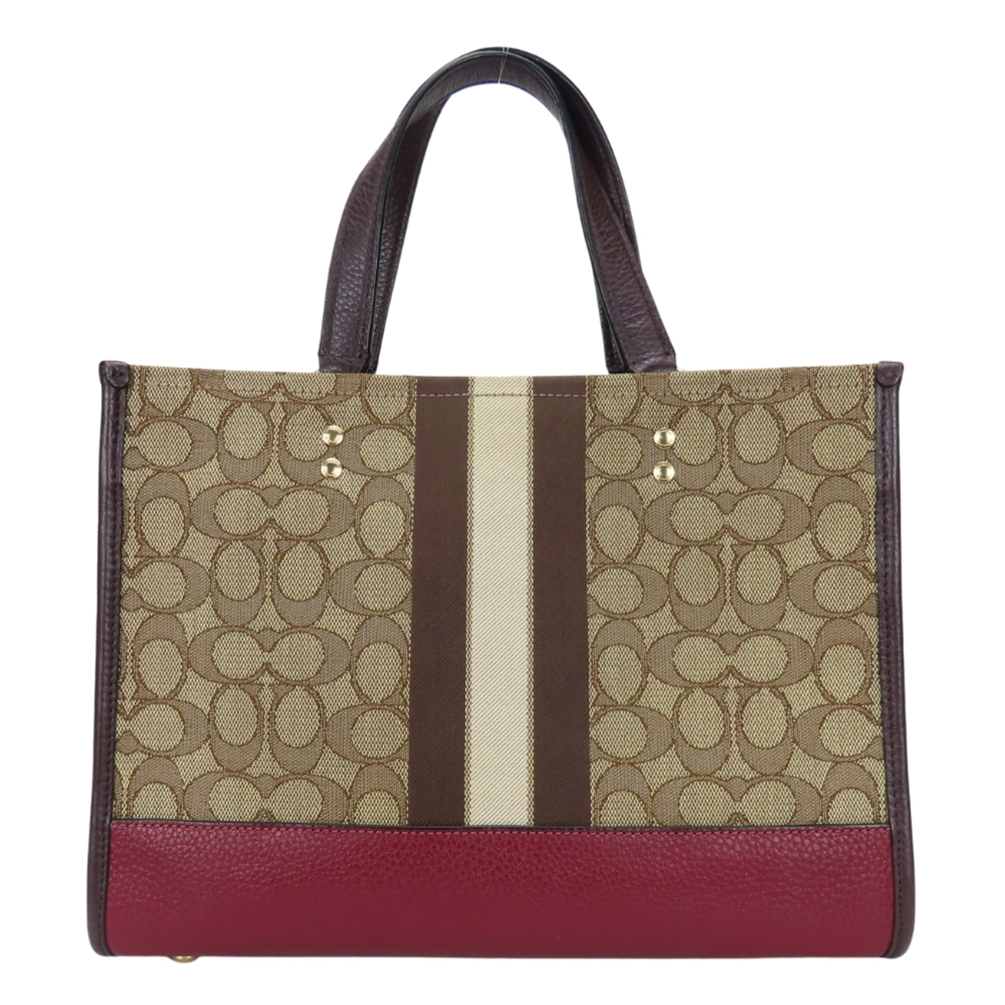 Coach Signature Bordeaux Brown Canvas Leather Tote Bag (Pre-Owned)