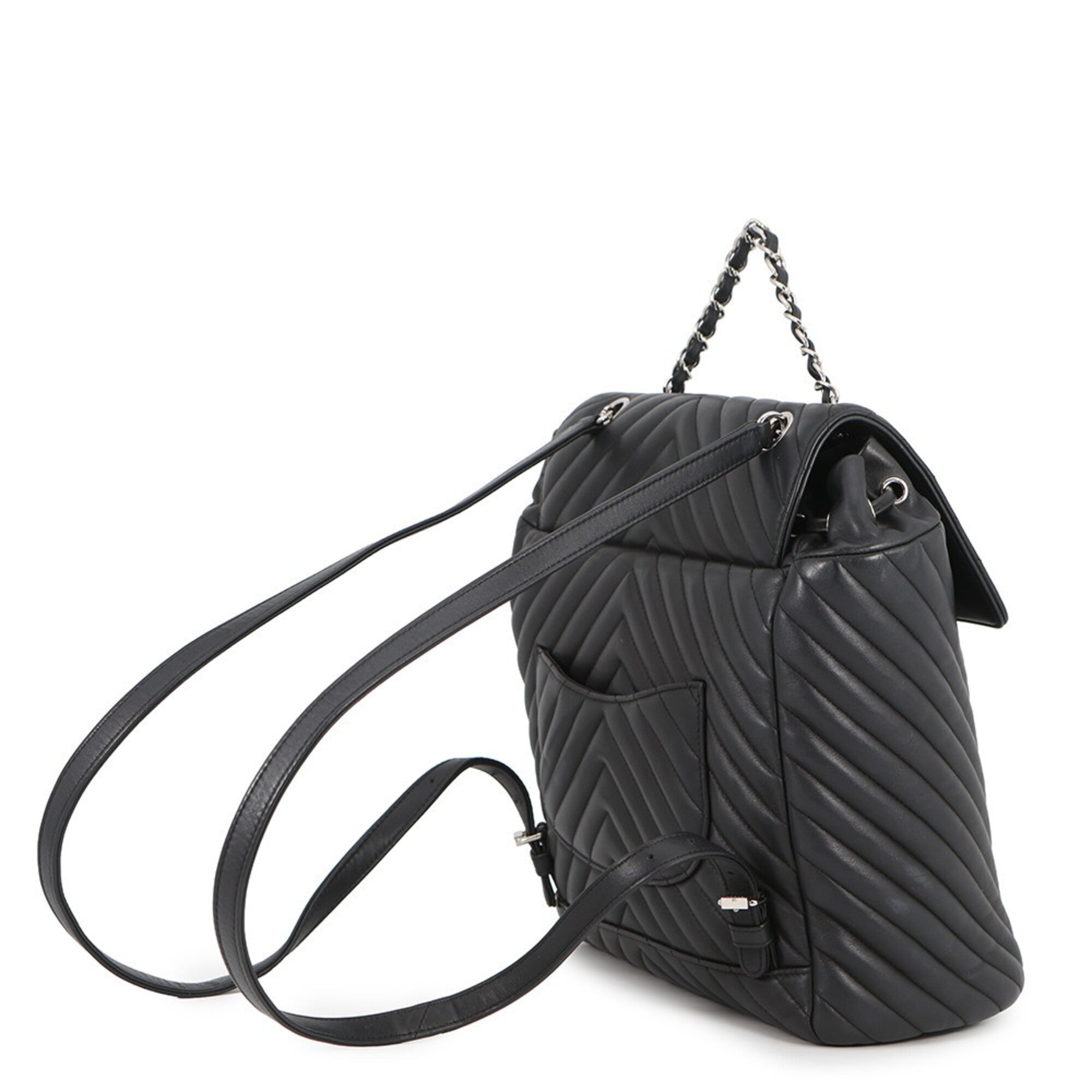 Chanel Black Leather Backpack Handbag (Pre-Owned)