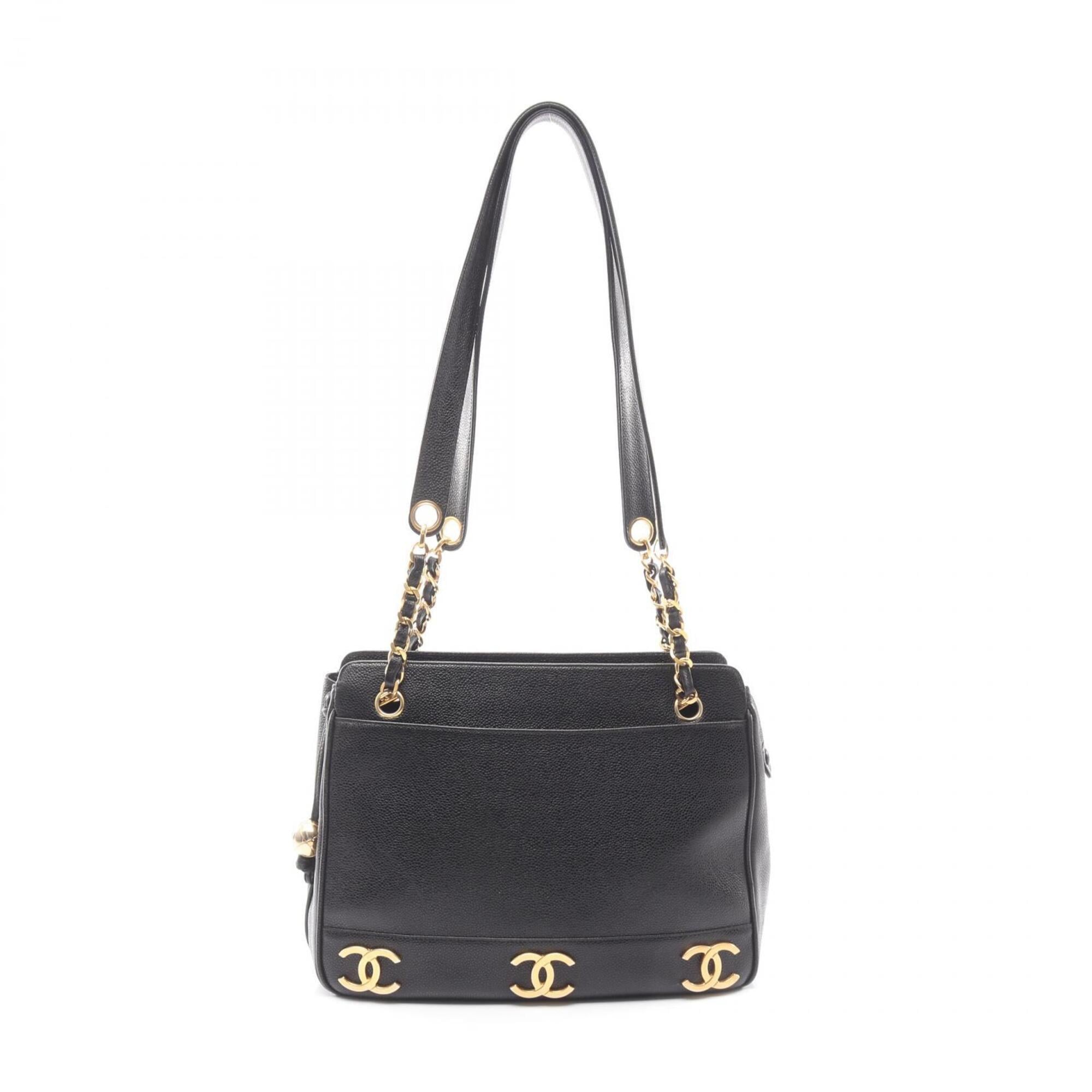 Chanel Black Leather Handbag Tote Bag (Pre-Owned)