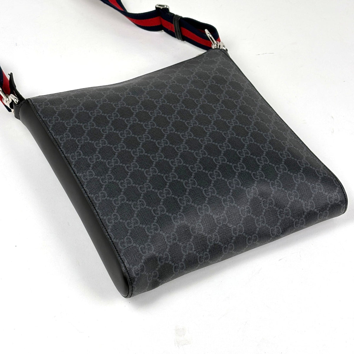 Gucci Sherry Line Black Coated Canvas Leather Shoulder Bag (Pre-Owned)