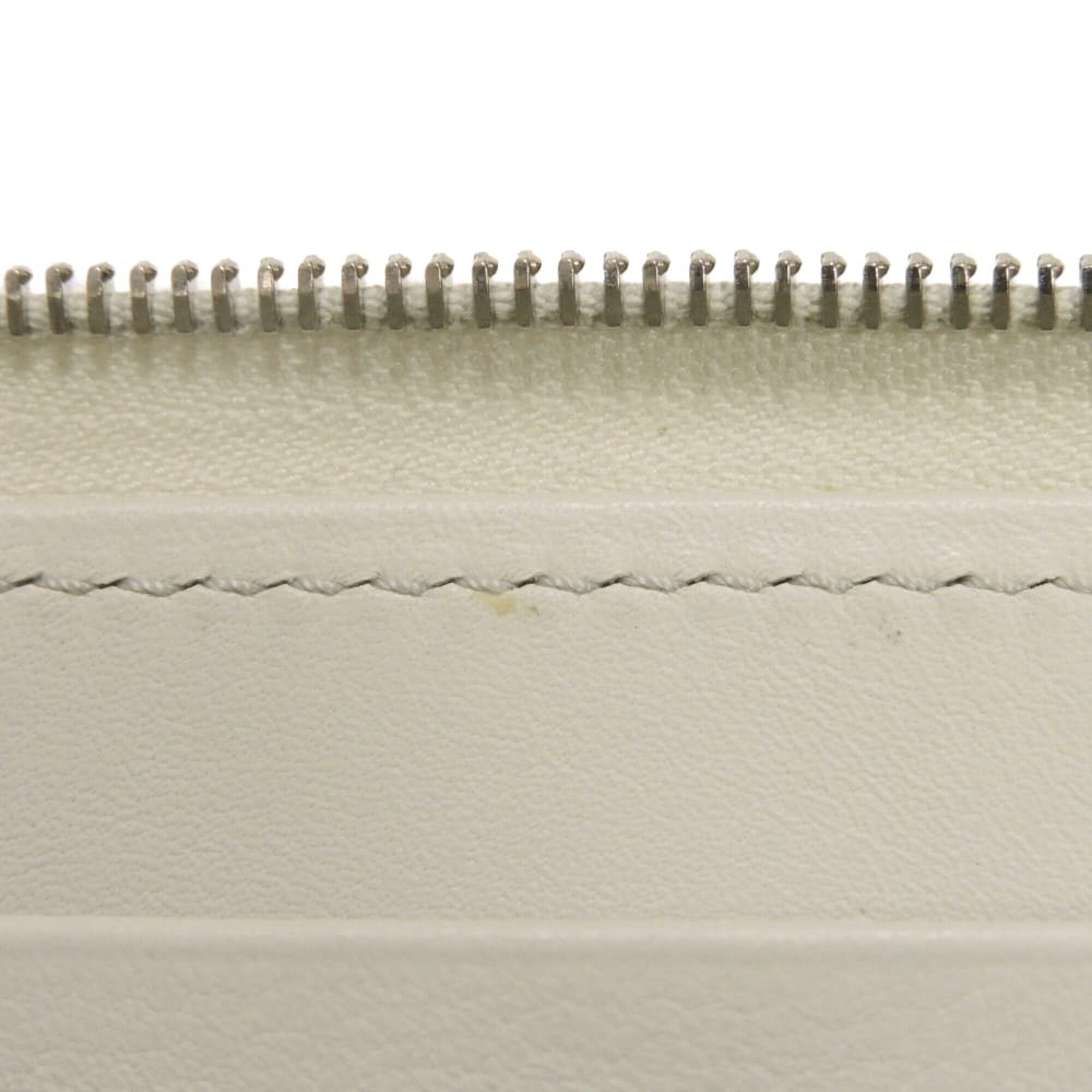 Celine Gray White Leather Long Wallet (Bi-Fold) (Pre-Owned)