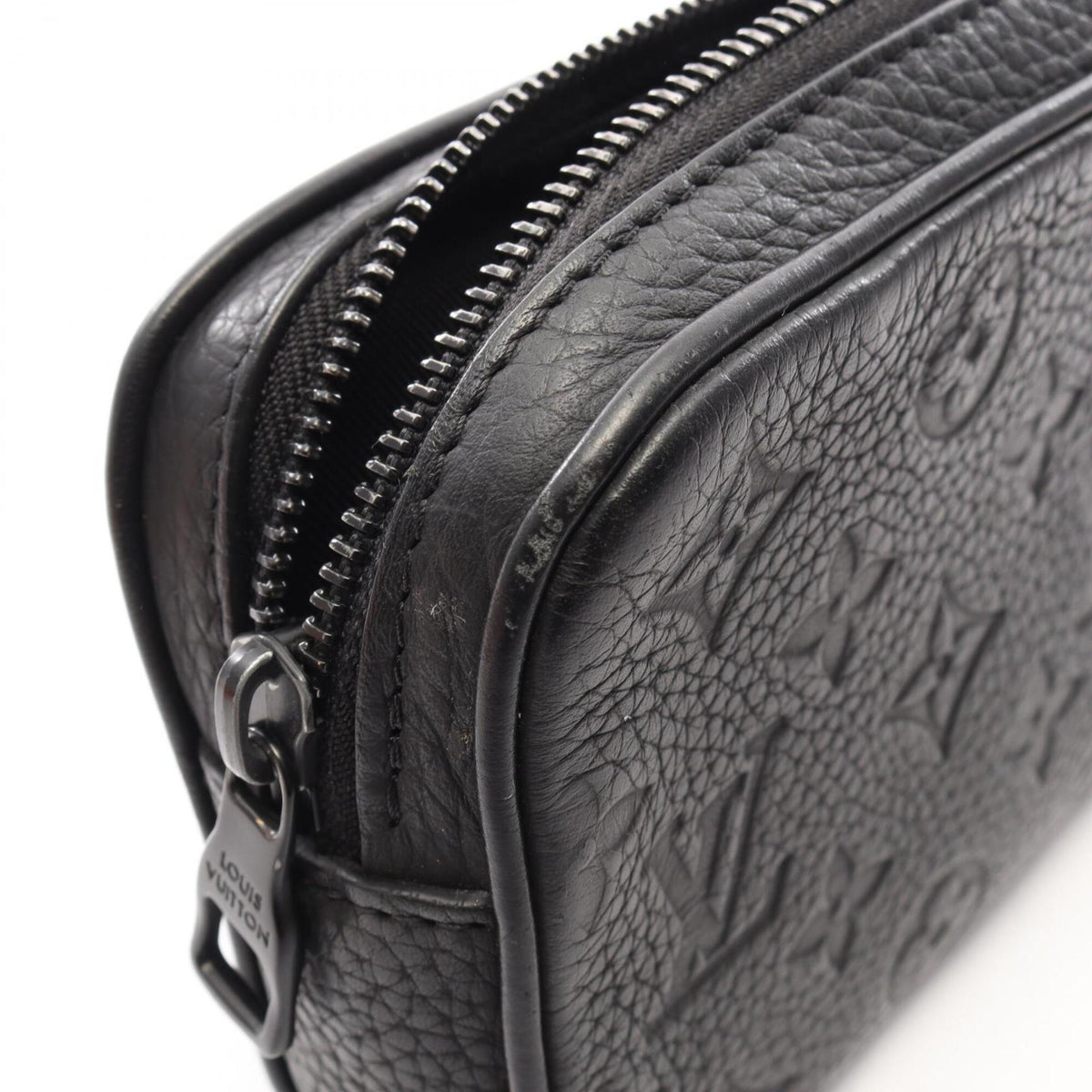 Louis Vuitton Black Noir Monogram Leather Clutch Bag Handbag (Pre-Owned)