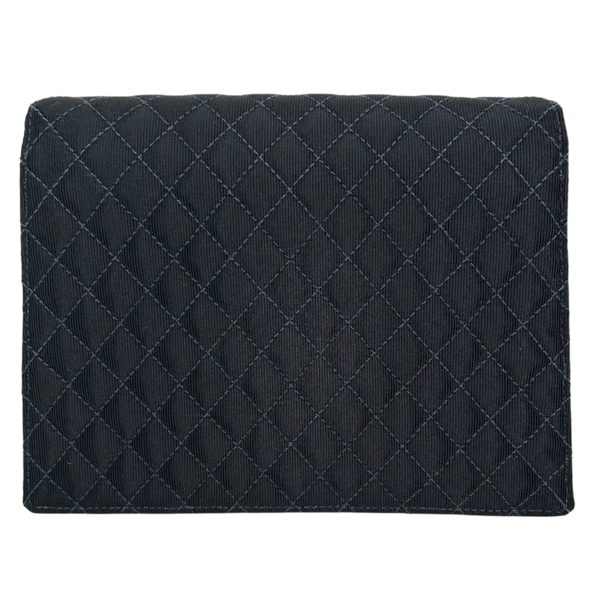 Chanel Matelasse Black Canvas Leather Shoulder Bag (Pre-Owned)