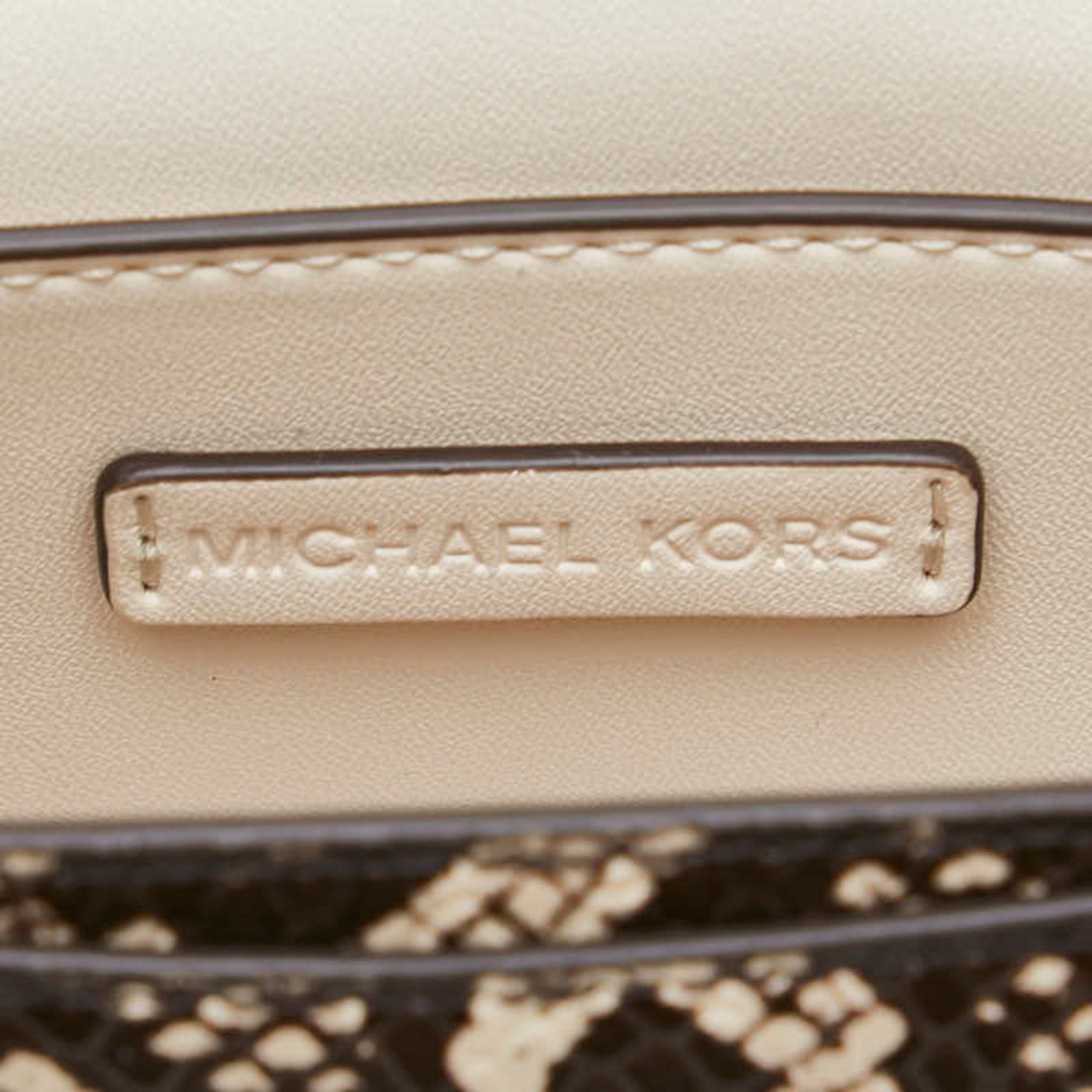 Michael Kors Beige Brown Leather Shoulder Bag (Pre-Owned)