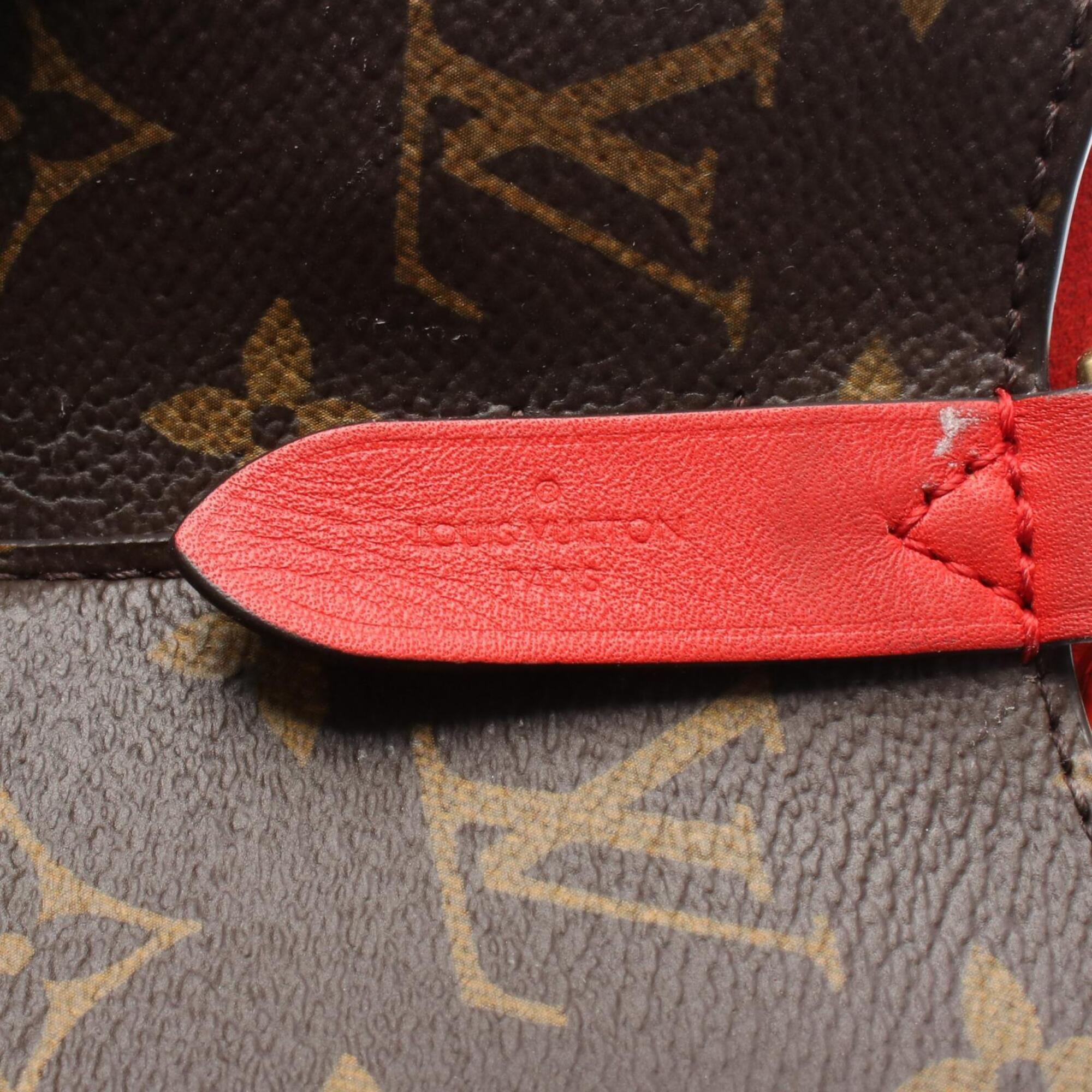 Louis Vuitton Brown Coquelicots Monogram Red Color Monogram Leather Handbag Shoulder Bag (Pre-Owned)