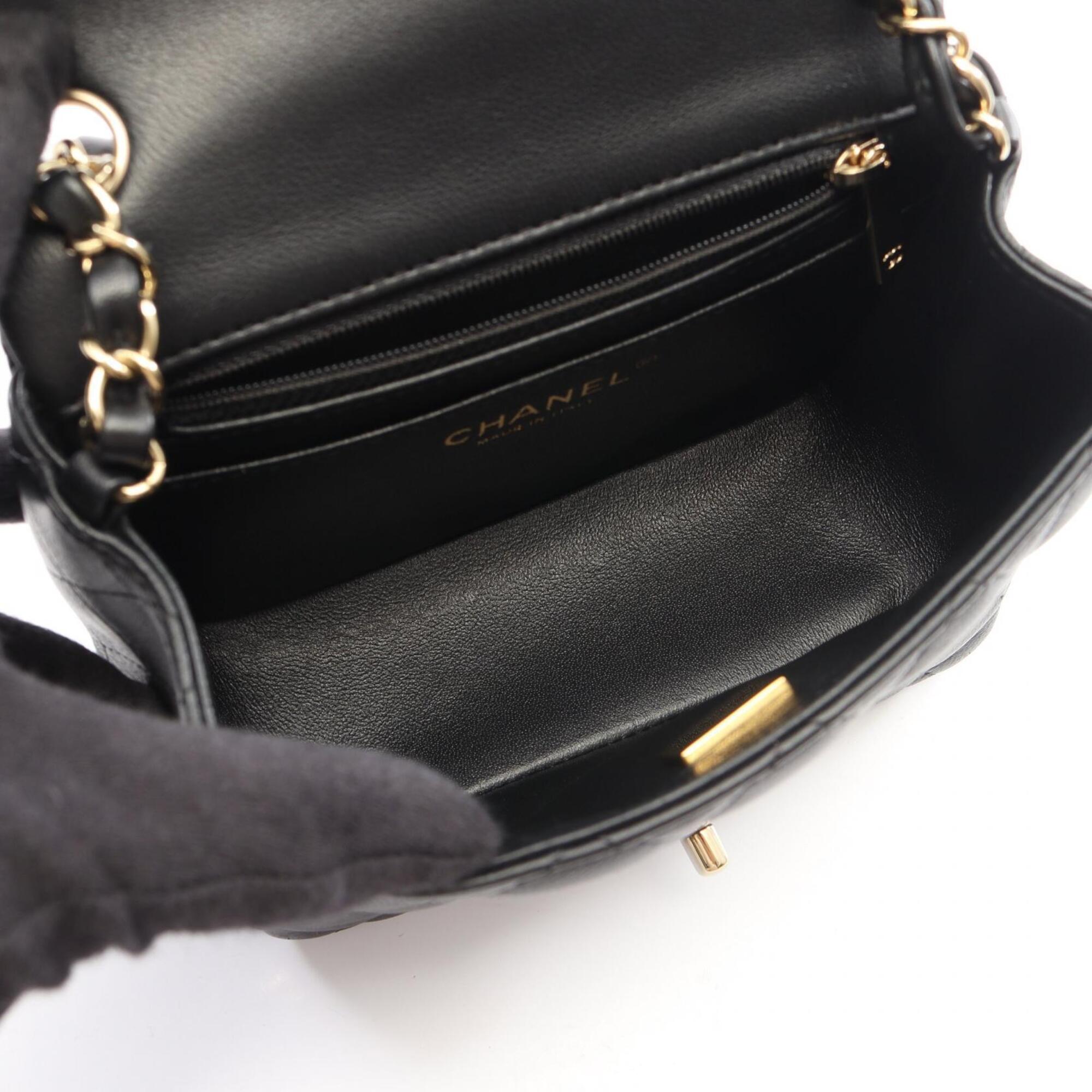 Chanel Black Leather Handbag Shoulder Bag (Pre-Owned)