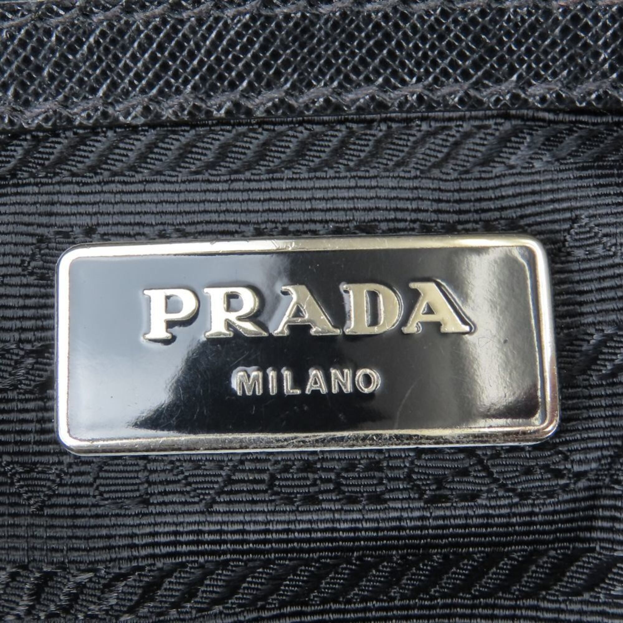 Prada Black Gray Nylon Leather Tote Bag (Pre-Owned)
