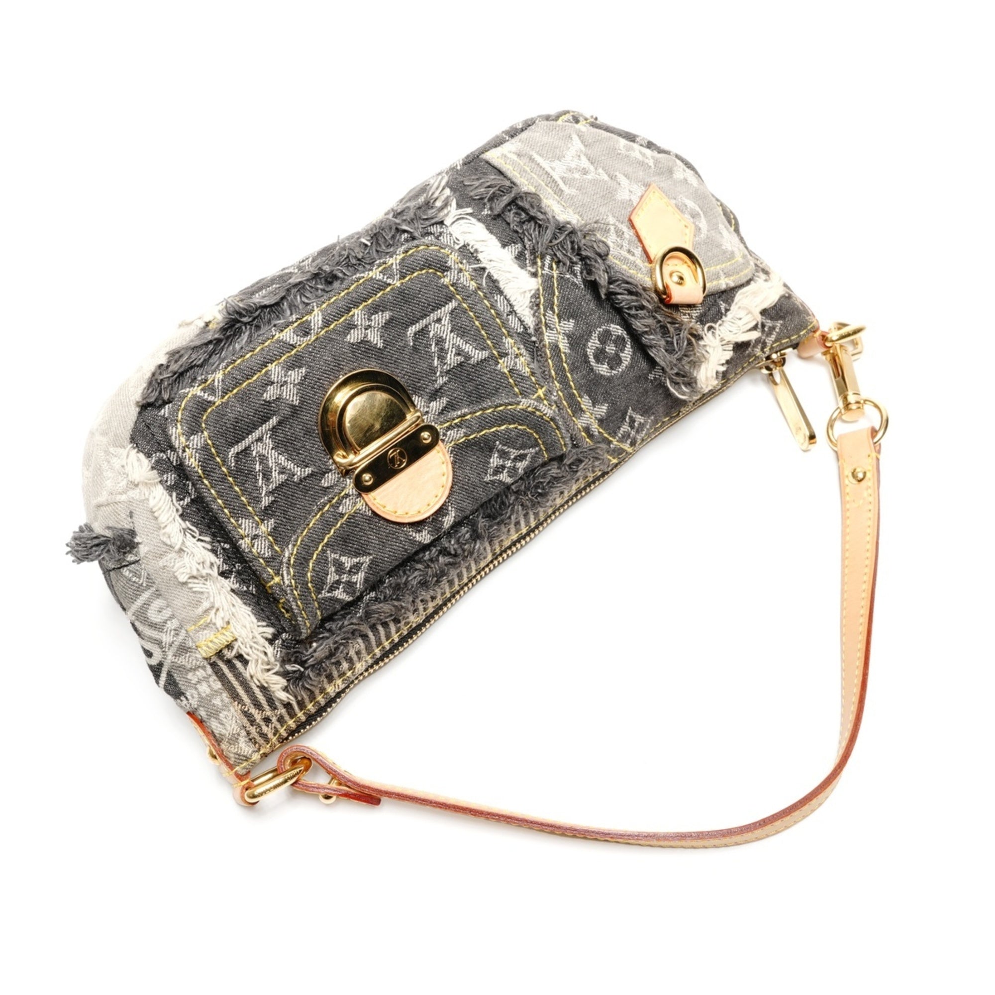 Louis Vuitton Gray Monogram Denim Shoulder Bag (Pre-Owned)