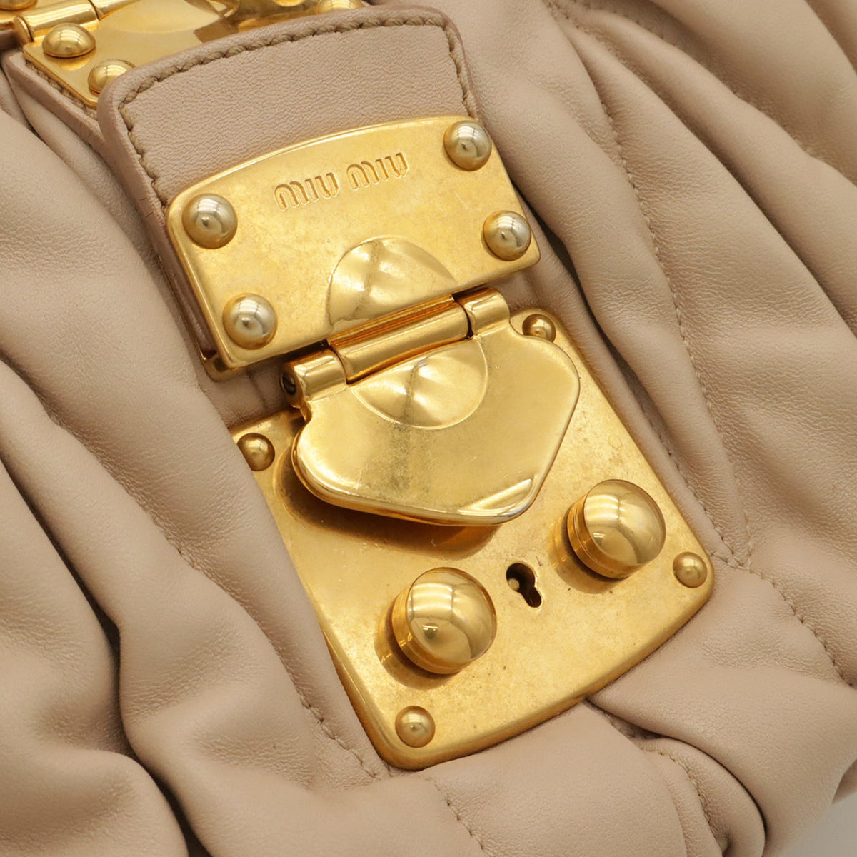 Miu Miu Matelasse Pink Beige Leather Handbag Shoulder Bag (Pre-Owned)