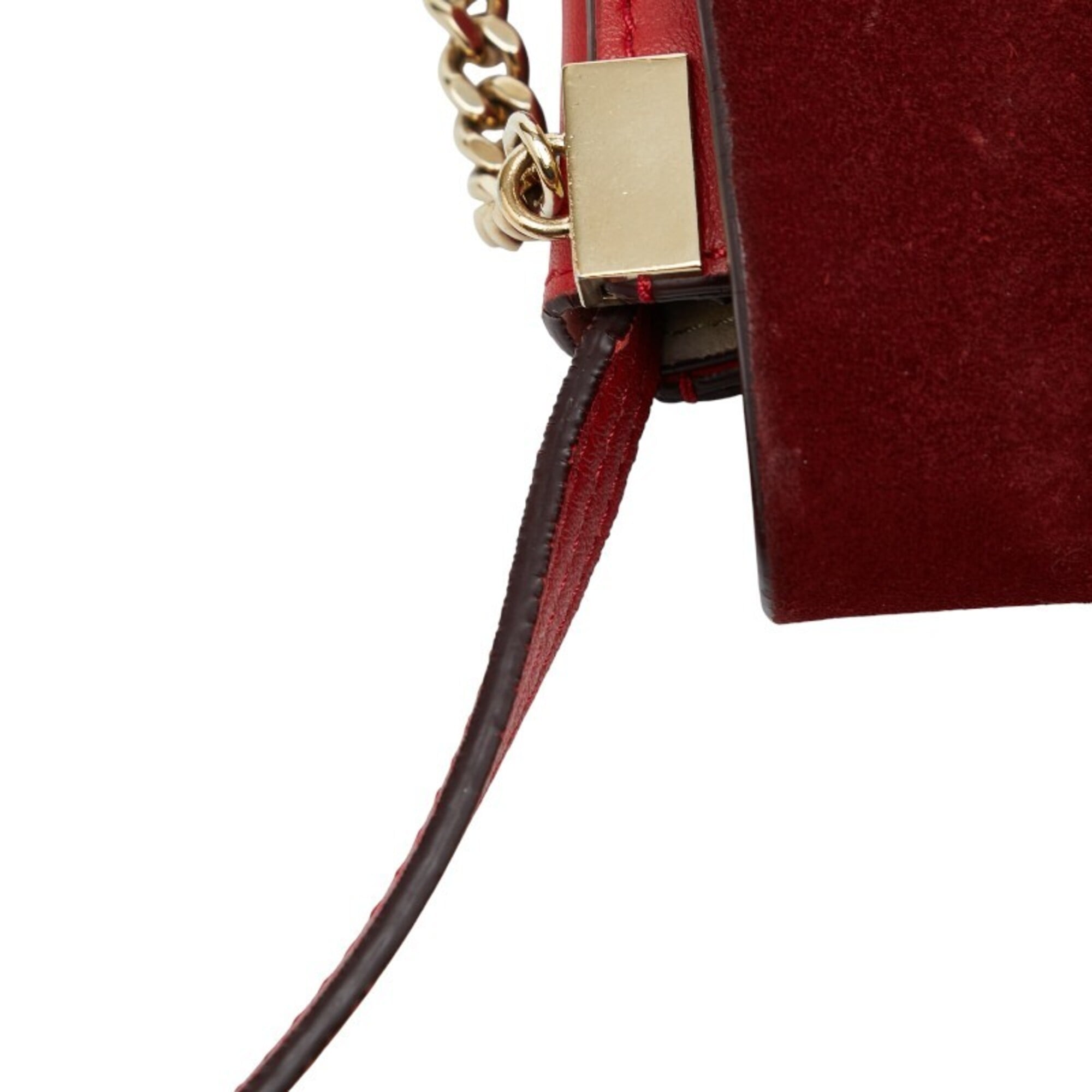 Chloé Red Color Leather Suede Shoulder Bag (Pre-Owned)
