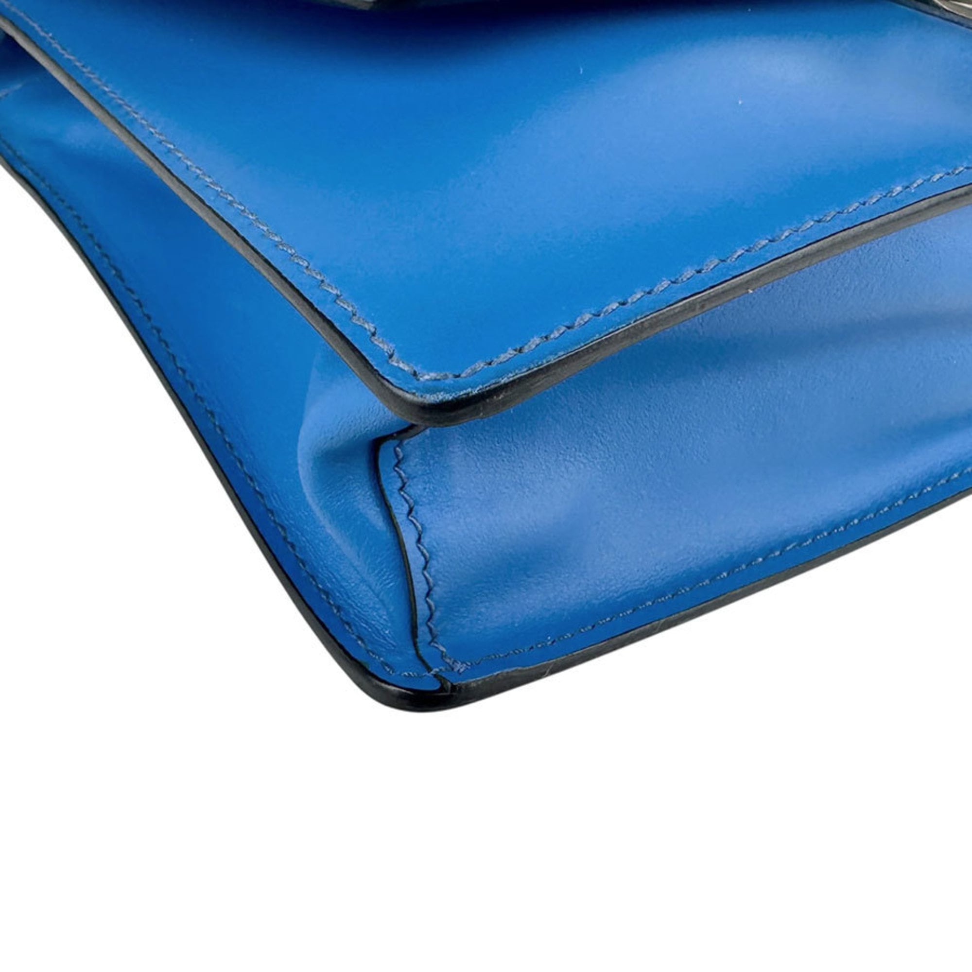 Prada Black Blue Leather Clutch Bag Shoulder Bag (Pre-Owned)