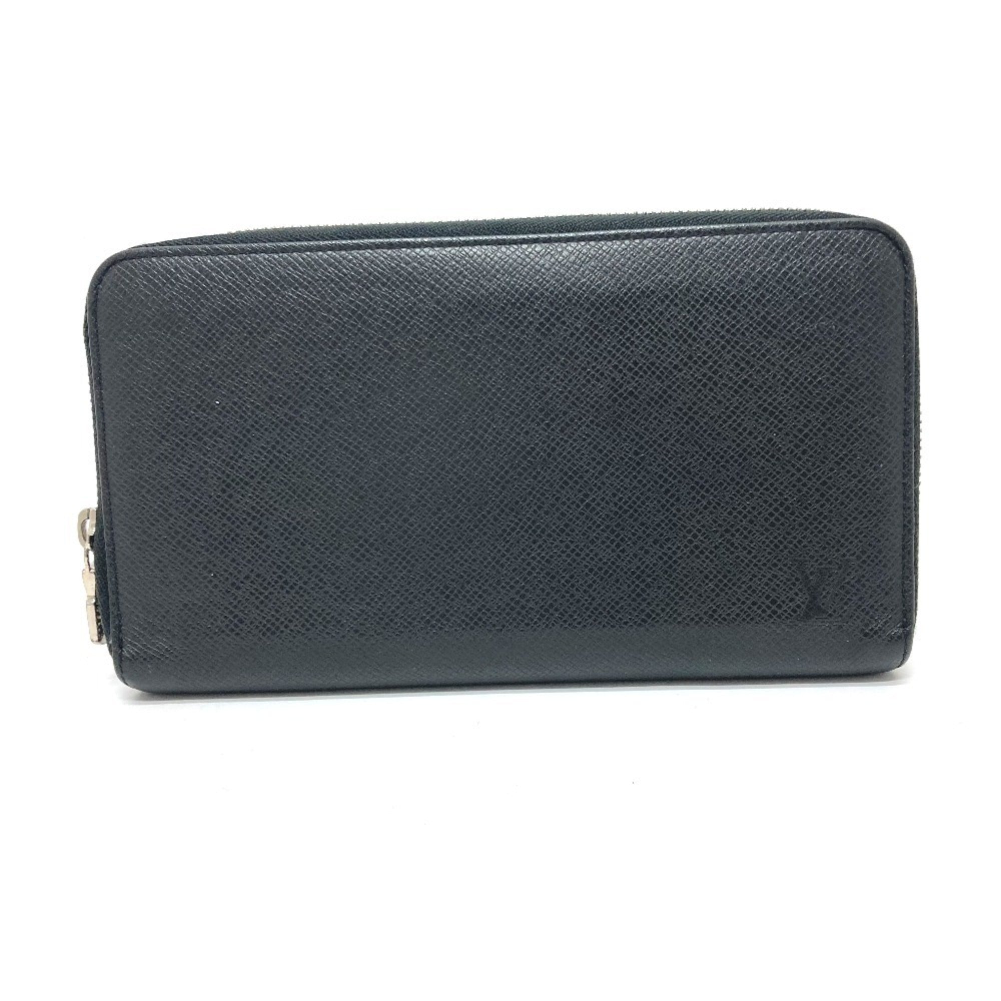 Louis Vuitton Black Noir Taiga Leather Leather Long Wallet (Bi-Fold) (Pre-Owned)