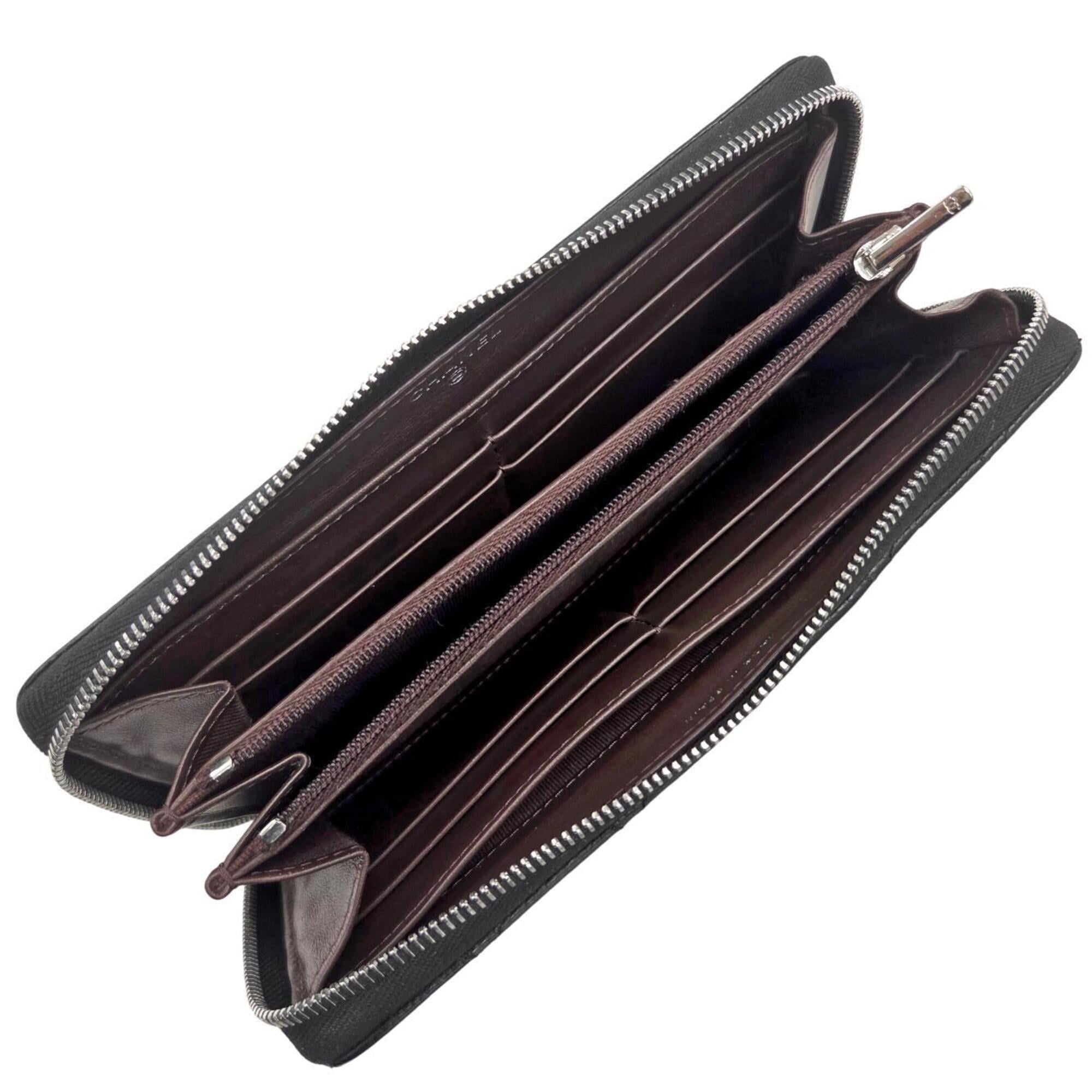 Chanel Black Grained Calfskin Long Wallet (Bi-Fold) (Pre-Owned)