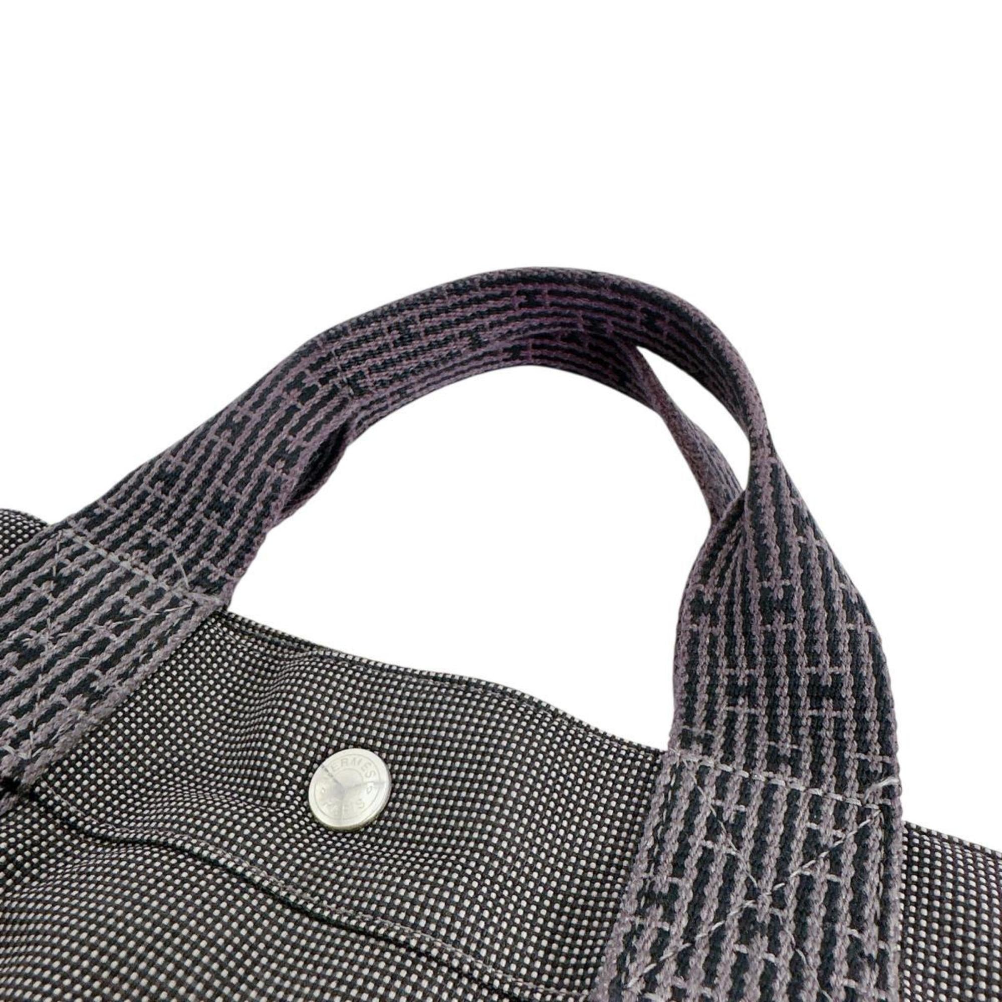 Hermes Her Line Gray Cotton Handbag Tote Bag (Pre-Owned)