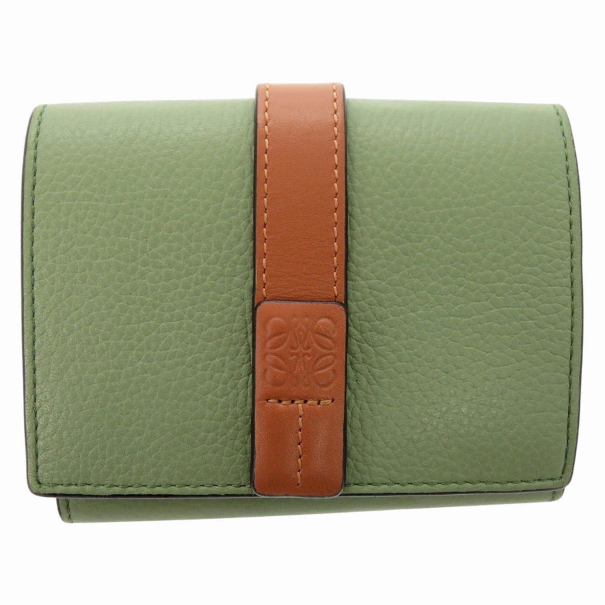 Loewe Brown Green Leather Wallet (Tri-Fold) (Pre-Owned)