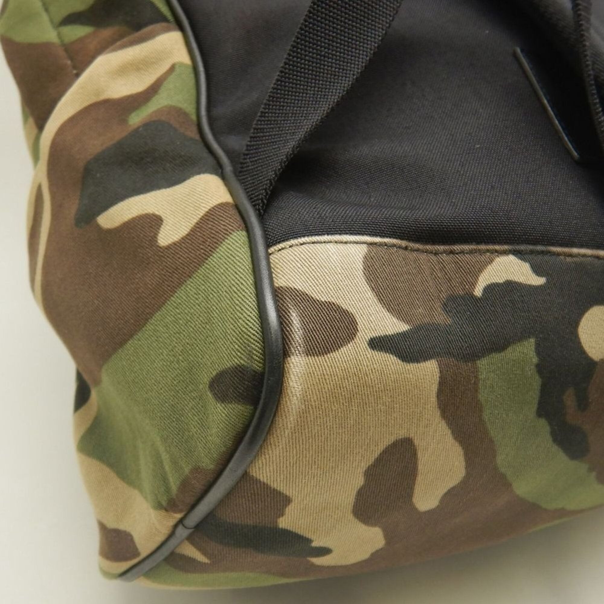 Yves Saint Laurent Camouflage Khaki Canvas Leather Backpack (Pre-Owned)