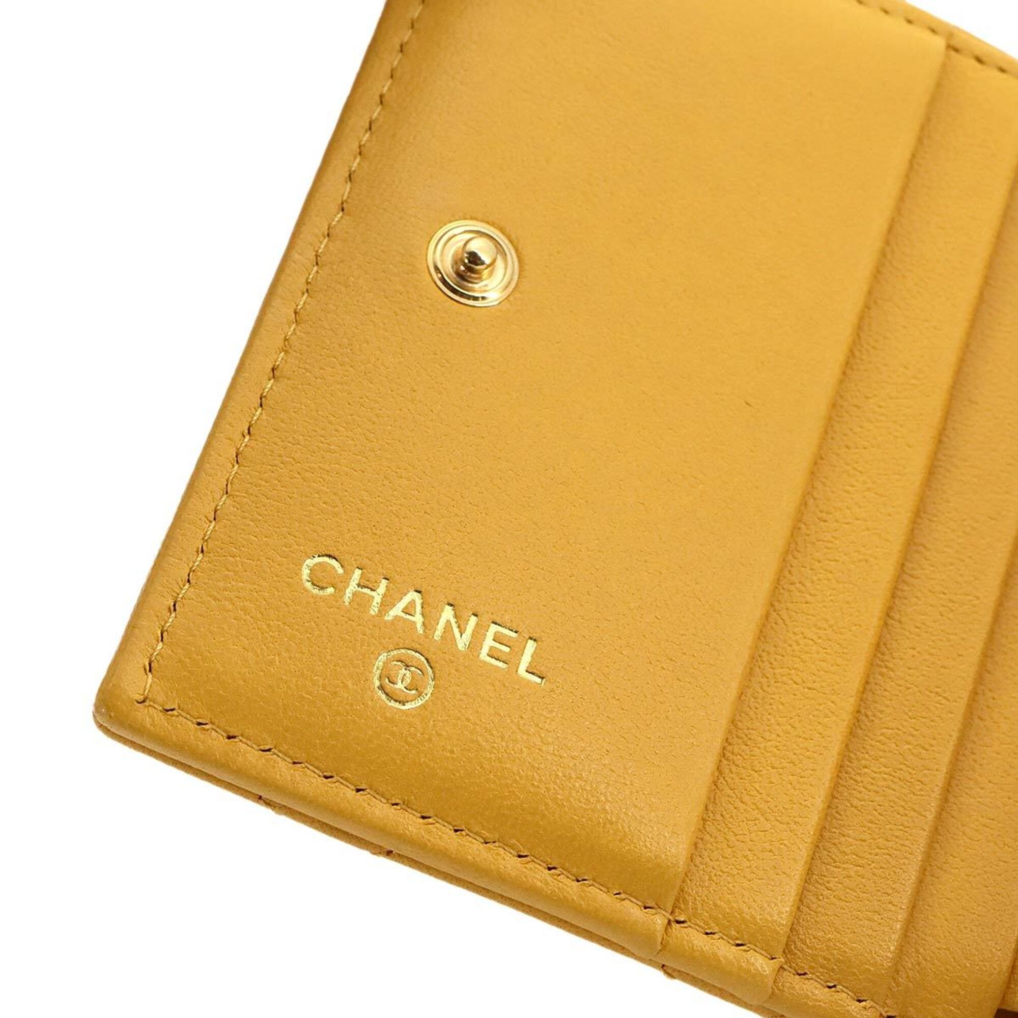 Chanel Mustard Yellow Leather Wallet (Bi-Fold) (Pre-Owned)