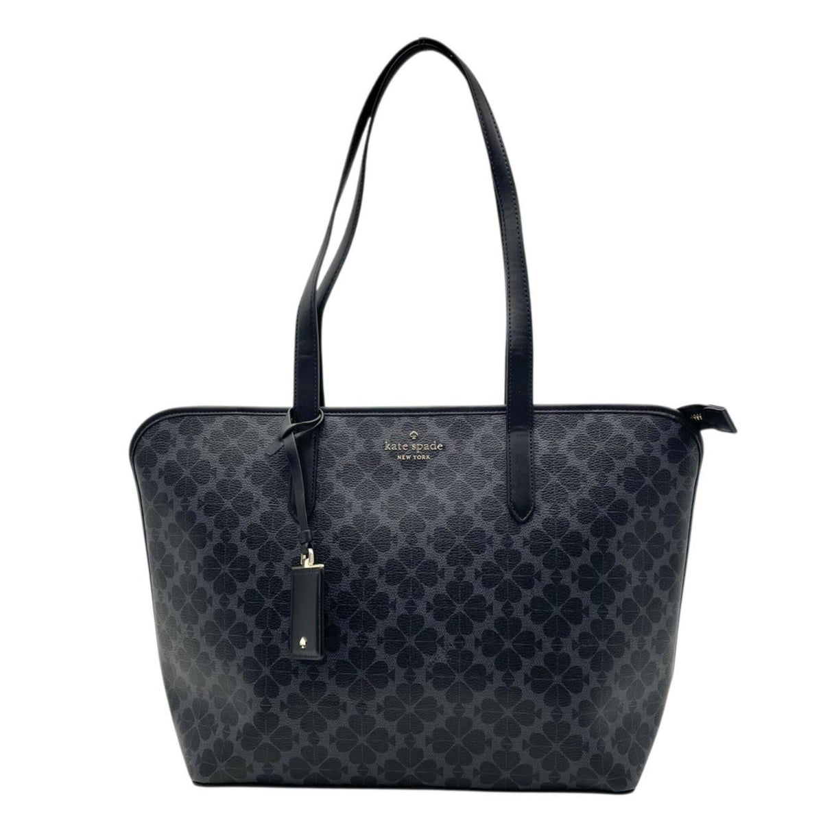 Kate Spade Black Gray Pvc Leather Tote Bag (Pre-Owned)