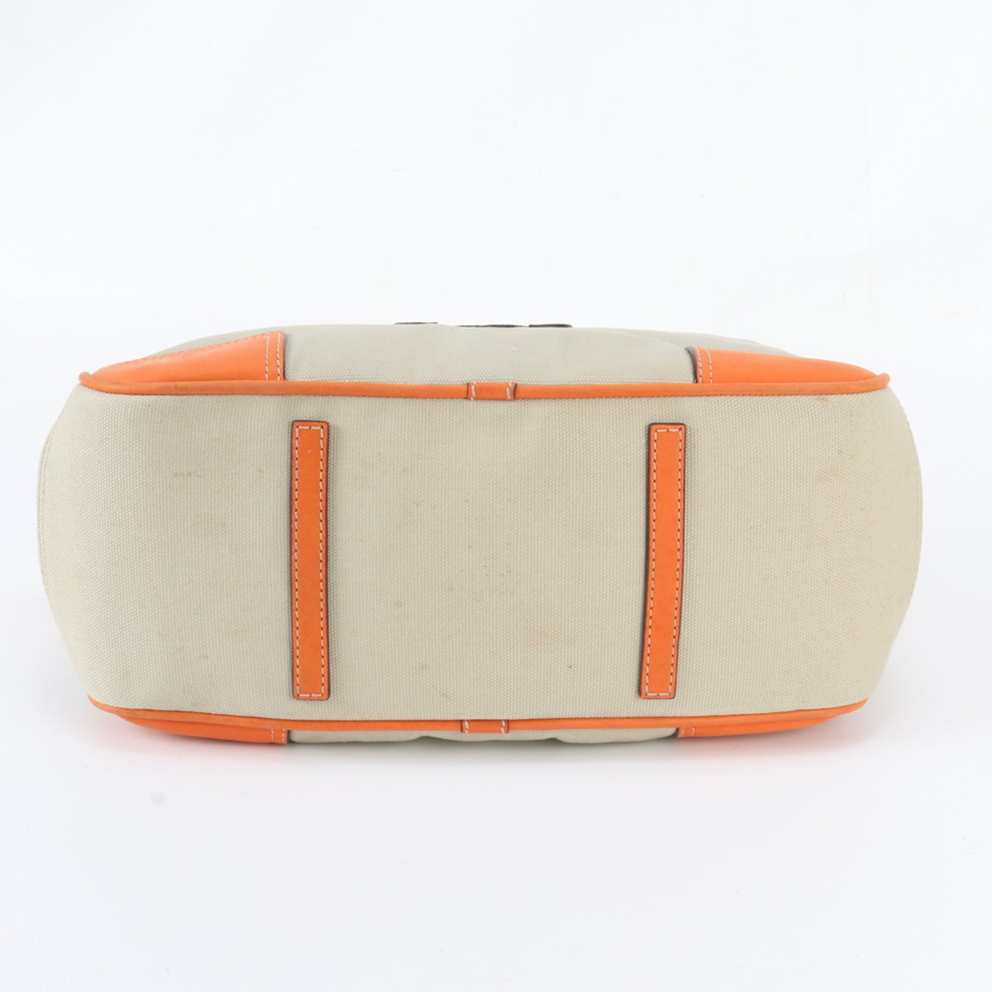 Loewe Brown Orange Leather Canvas Handbag Tote Bag (Pre-Owned)