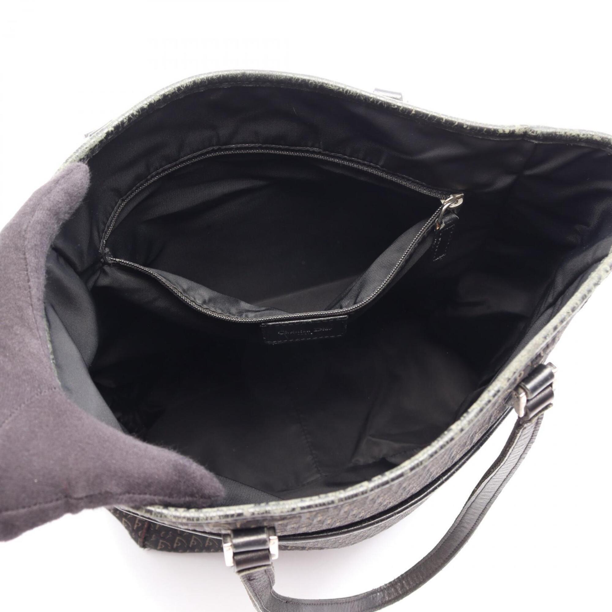 Christian Dior Black Canvas Leather Handbag Tote Bag (Pre-Owned)