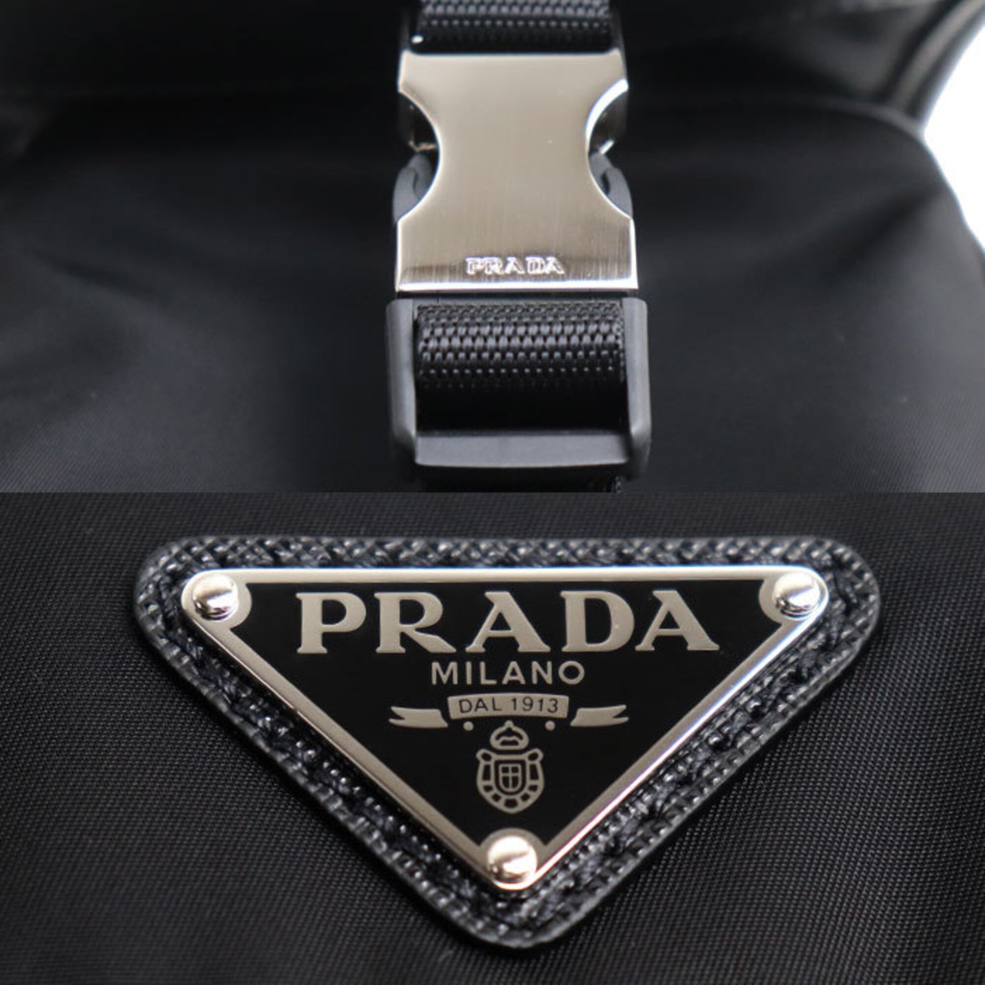 Prada Black Nylon Leather Pouch Shoulder Bag (Pre-Owned)