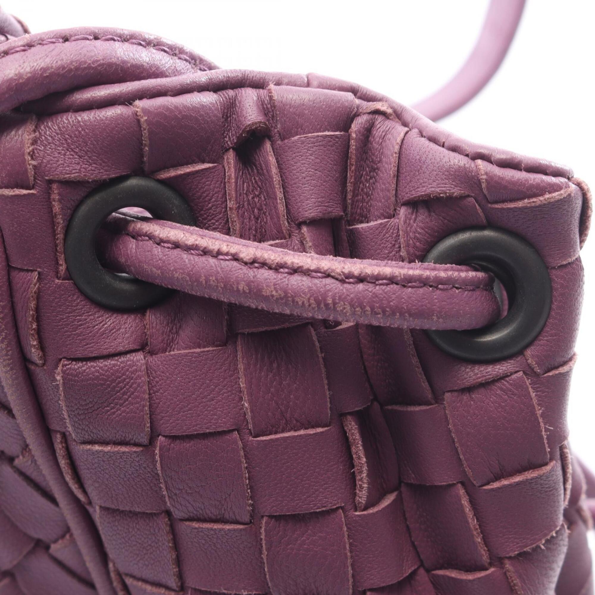 Bottega Veneta Purple Leather Handbag Shoulder Bag (Pre-Owned)