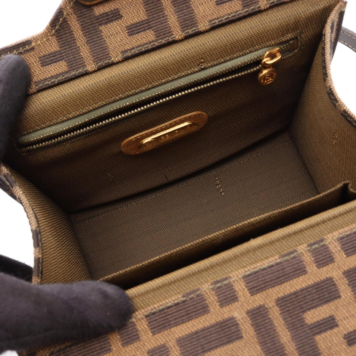 Fendi Brown Canvas Leather Handbag (Pre-Owned)