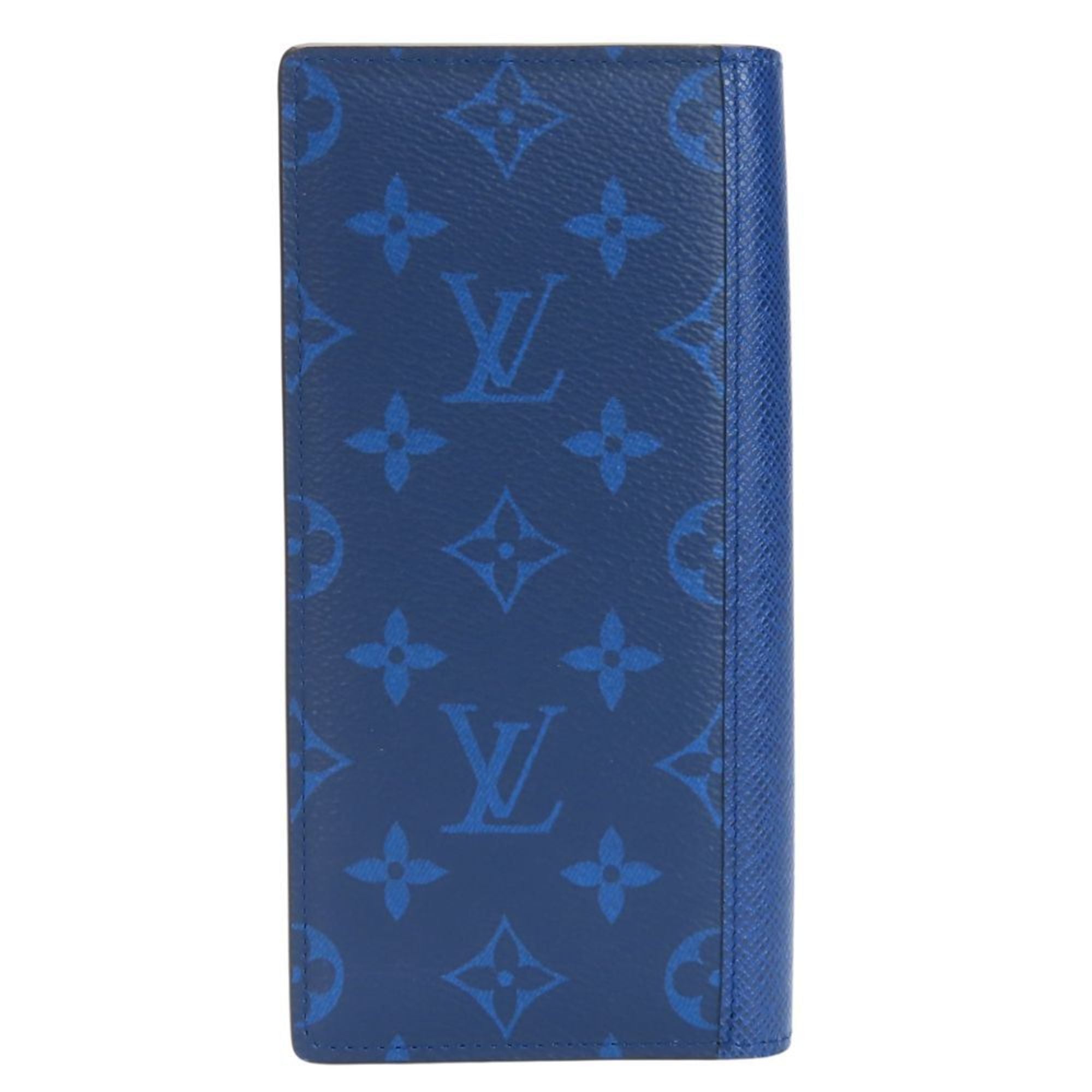 Louis Vuitton Blue Cobalt Taiga Leather Monogram Long Wallet (Bi-Fold) (Pre-Owned)