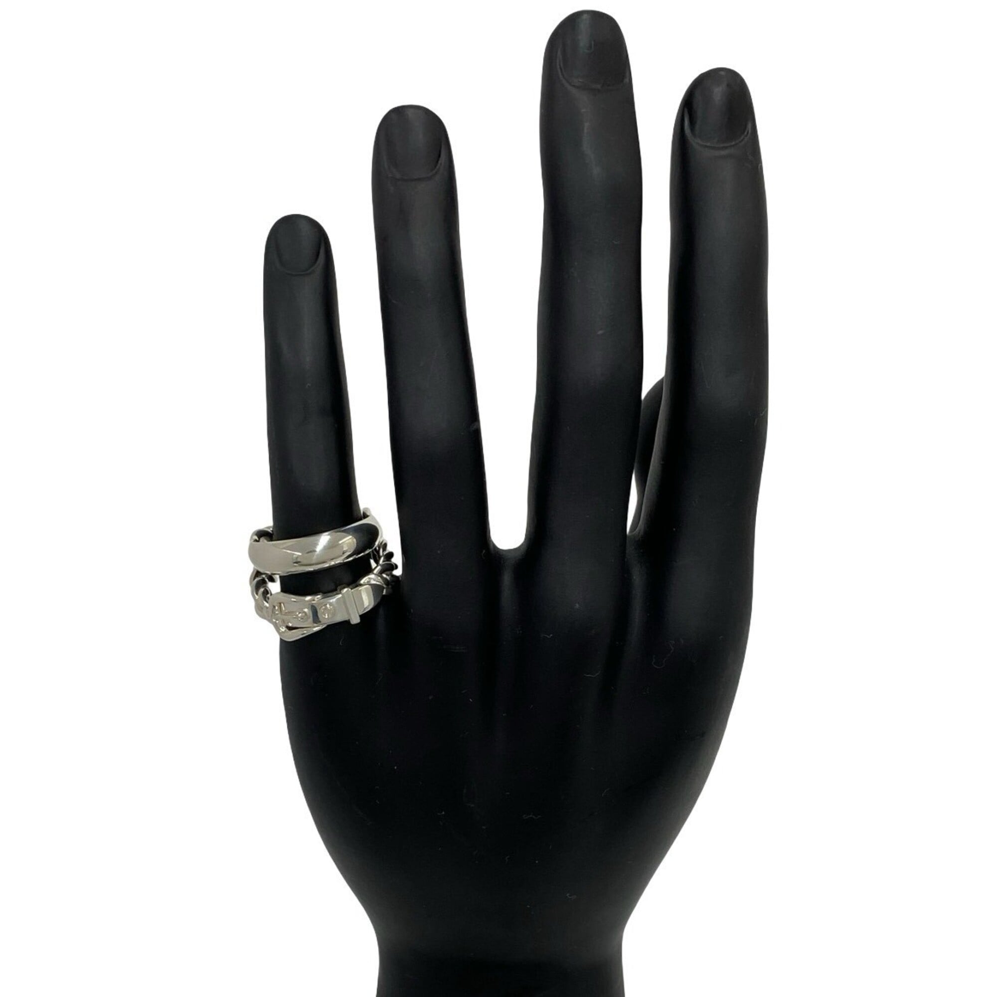 Hermes Silver Silver 925 Band Ring (Pre-Owned)