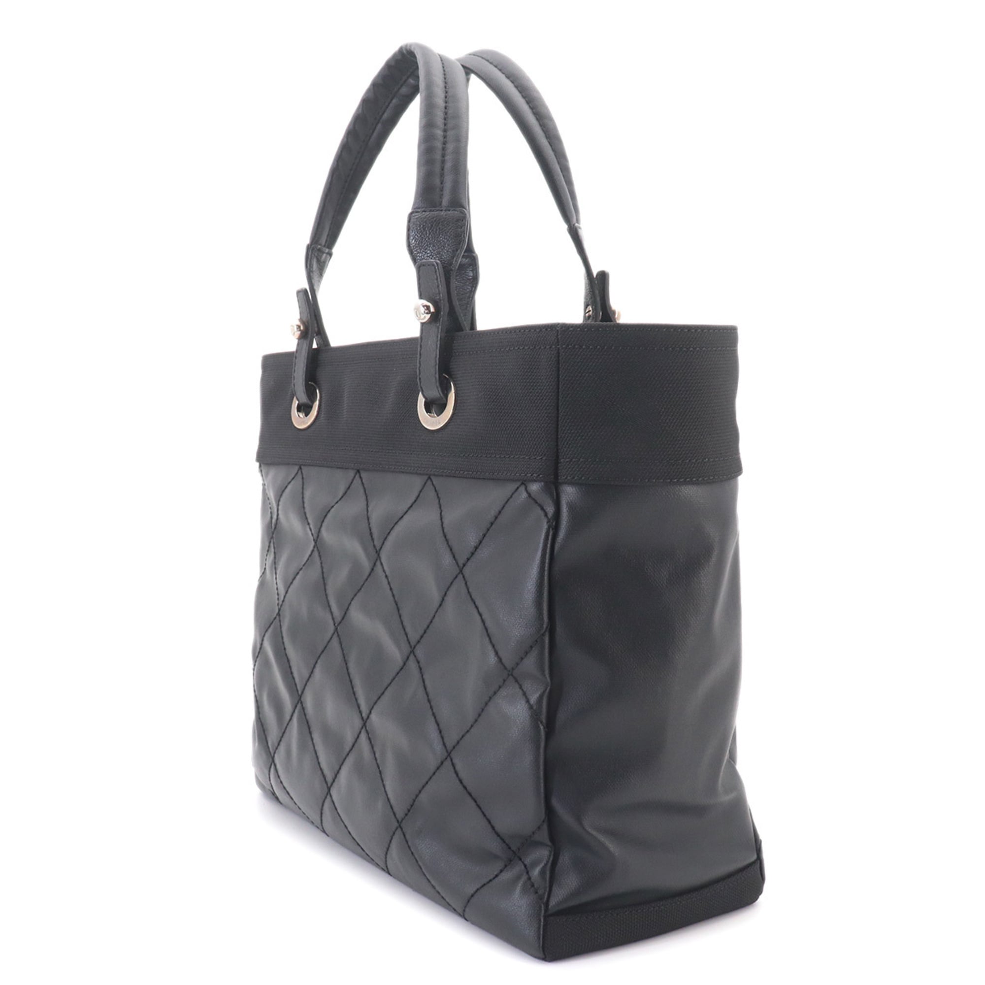 Chanel Black Nylon Handbag Tote Bag (Pre-Owned)