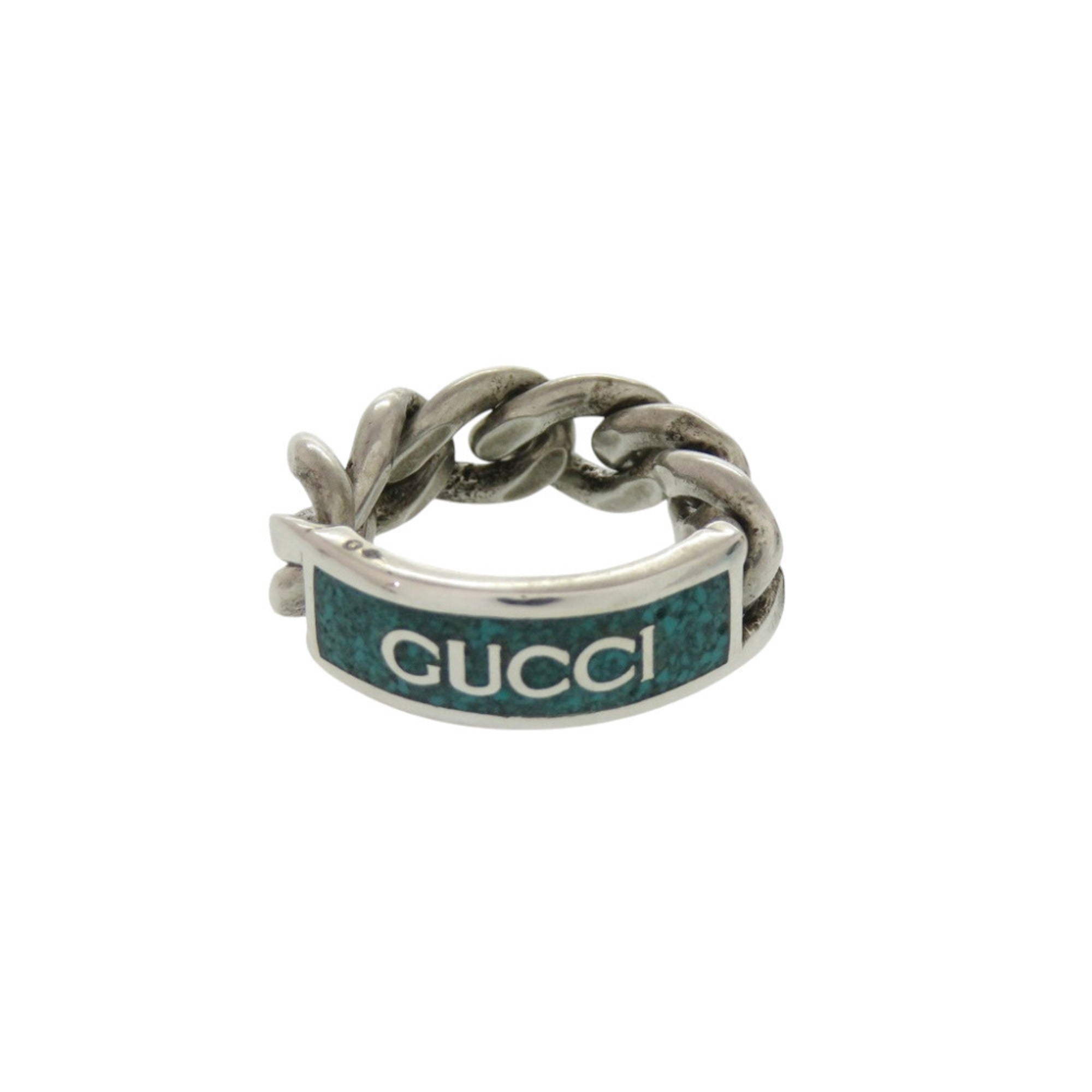 Gucci Silver Green Silver 925 Band Ring (Pre-Owned)