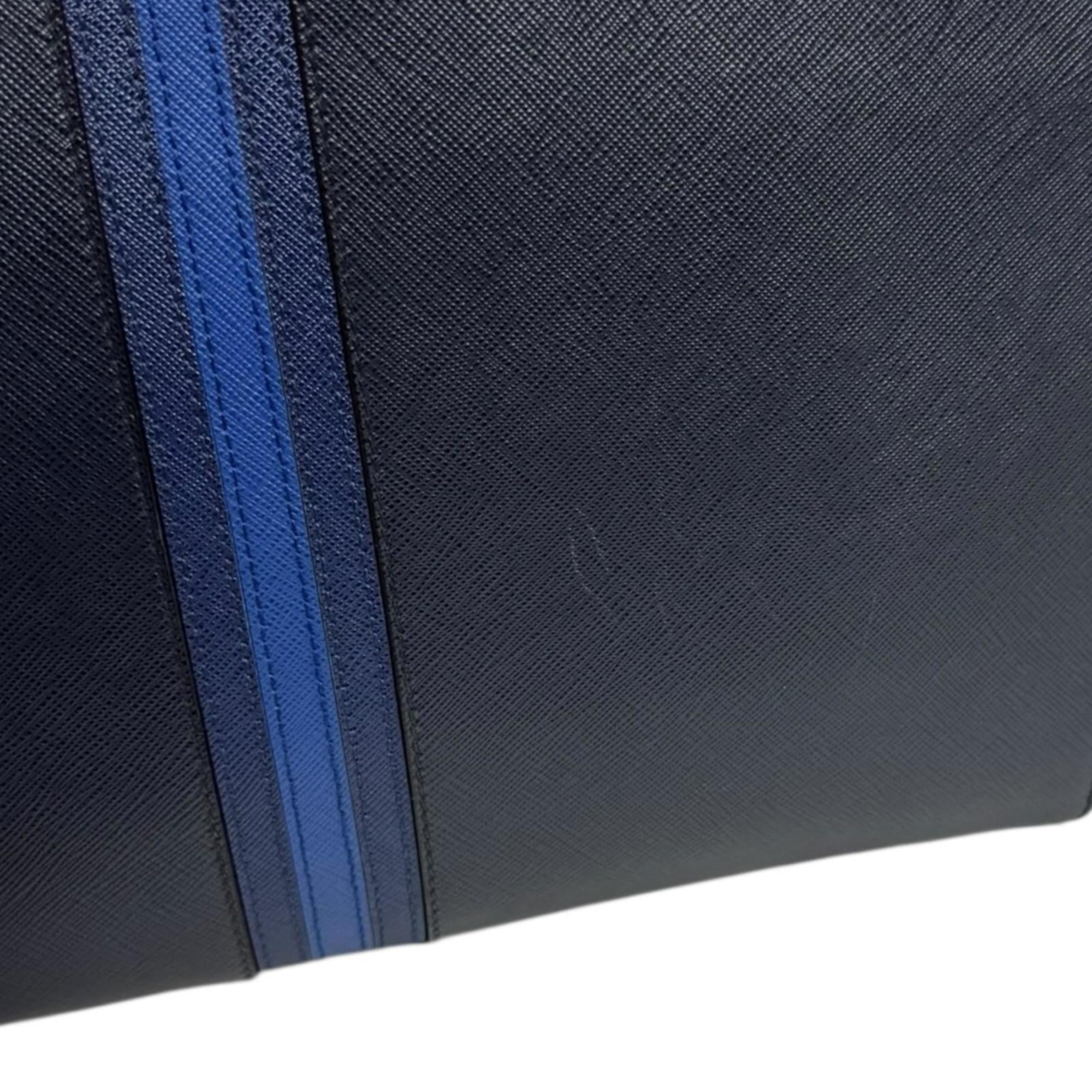 Prada Blue Navy Leather Clutch Bag (Pre-Owned)