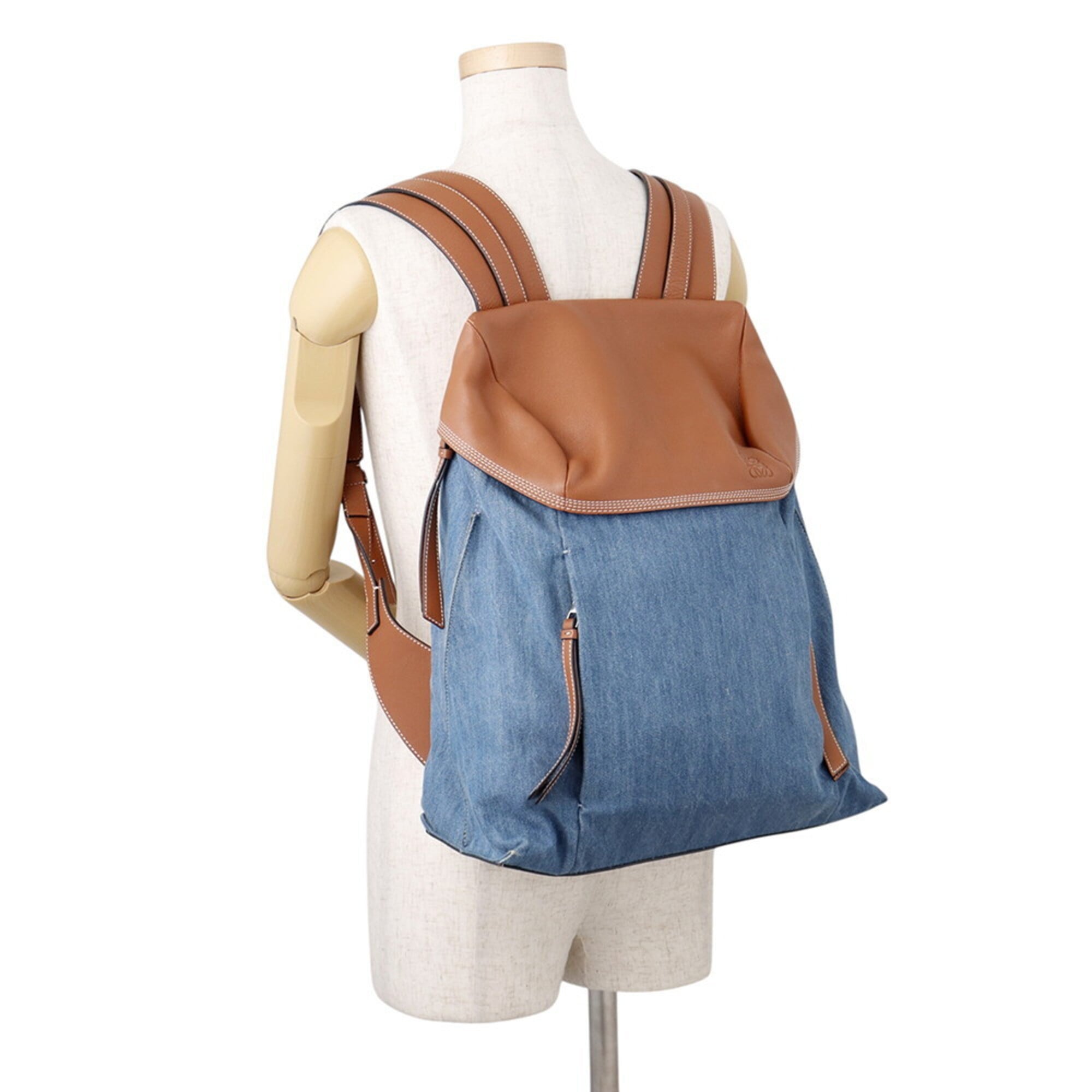 Loewe Blue Denim Leather Backpack (Pre-Owned)