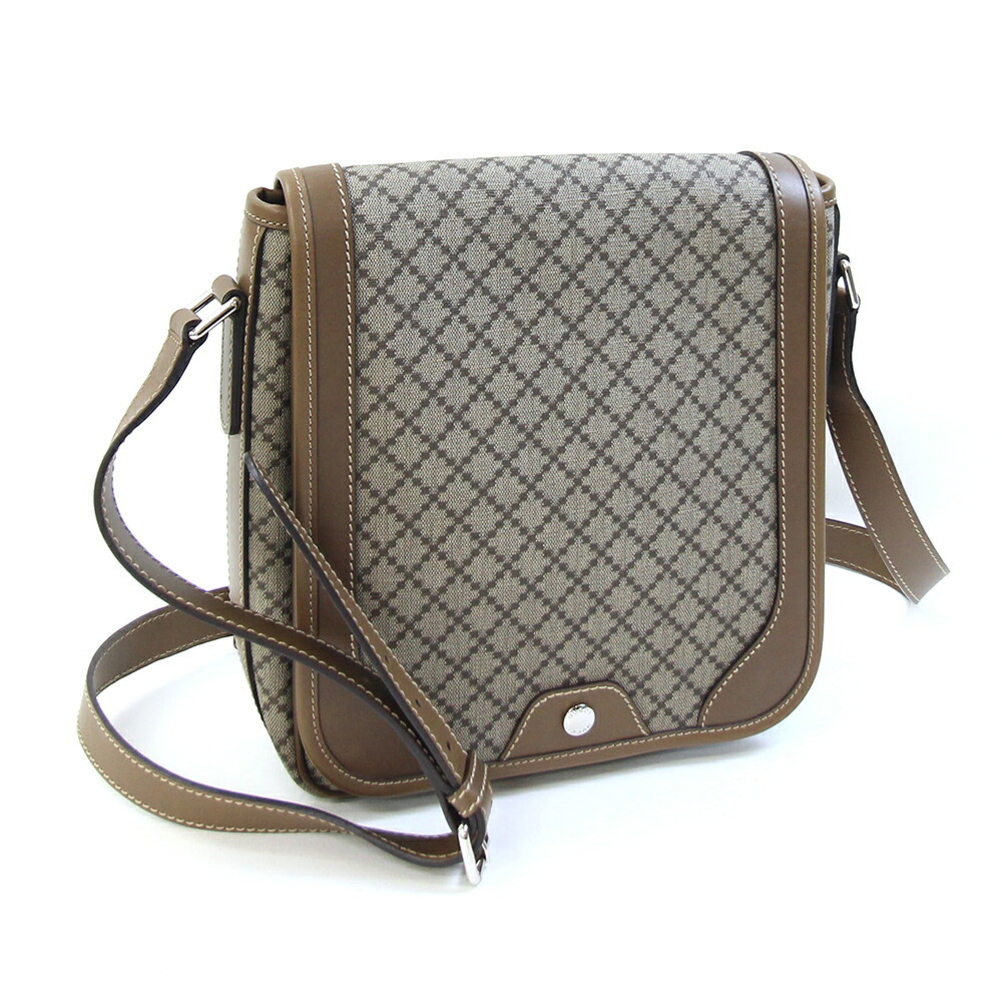 Gucci Beige Beige Brown Brown Pvc Leather Shoulder Bag (Pre-Owned)
