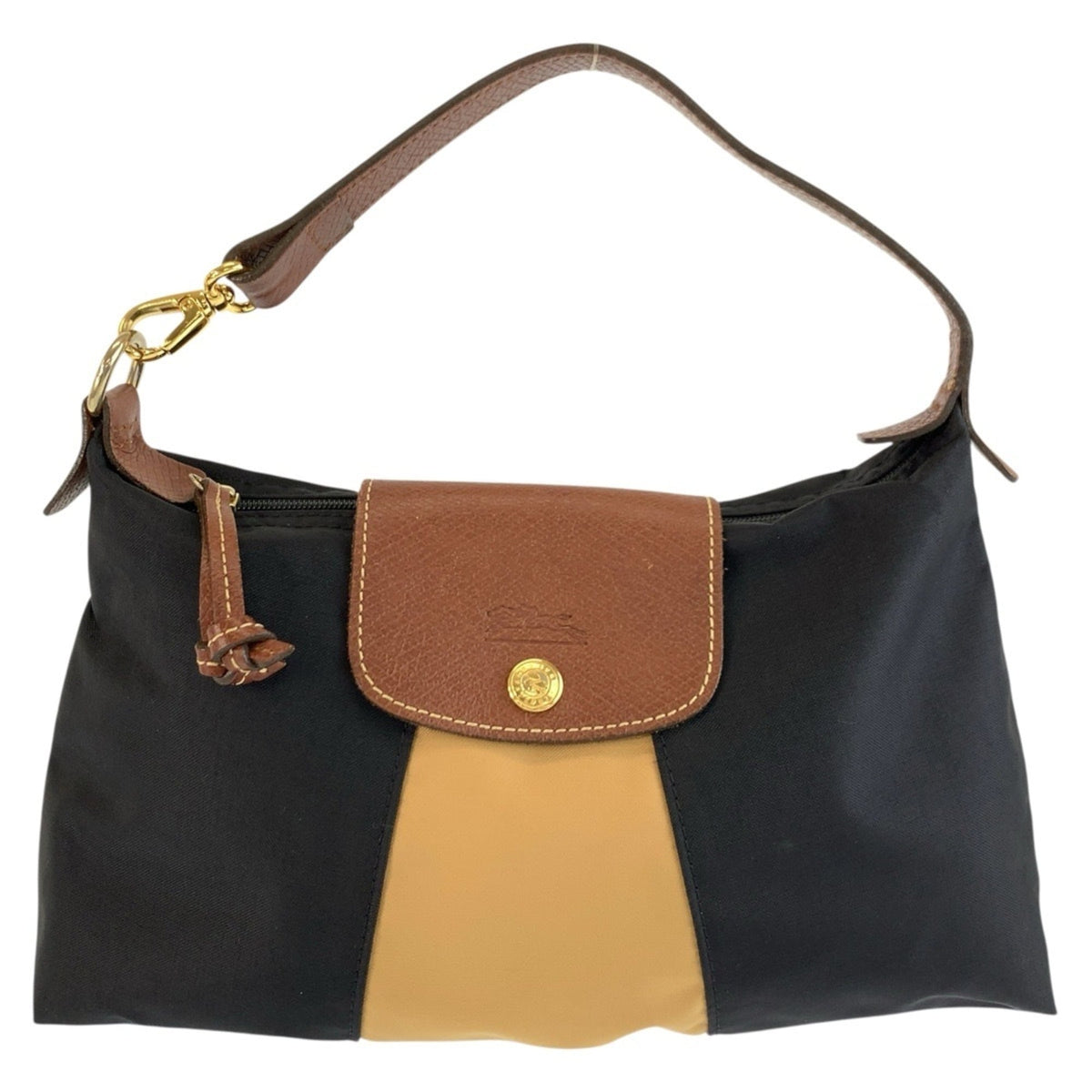 Longchamp Black Brown Nylon Handbag (Pre-Owned)