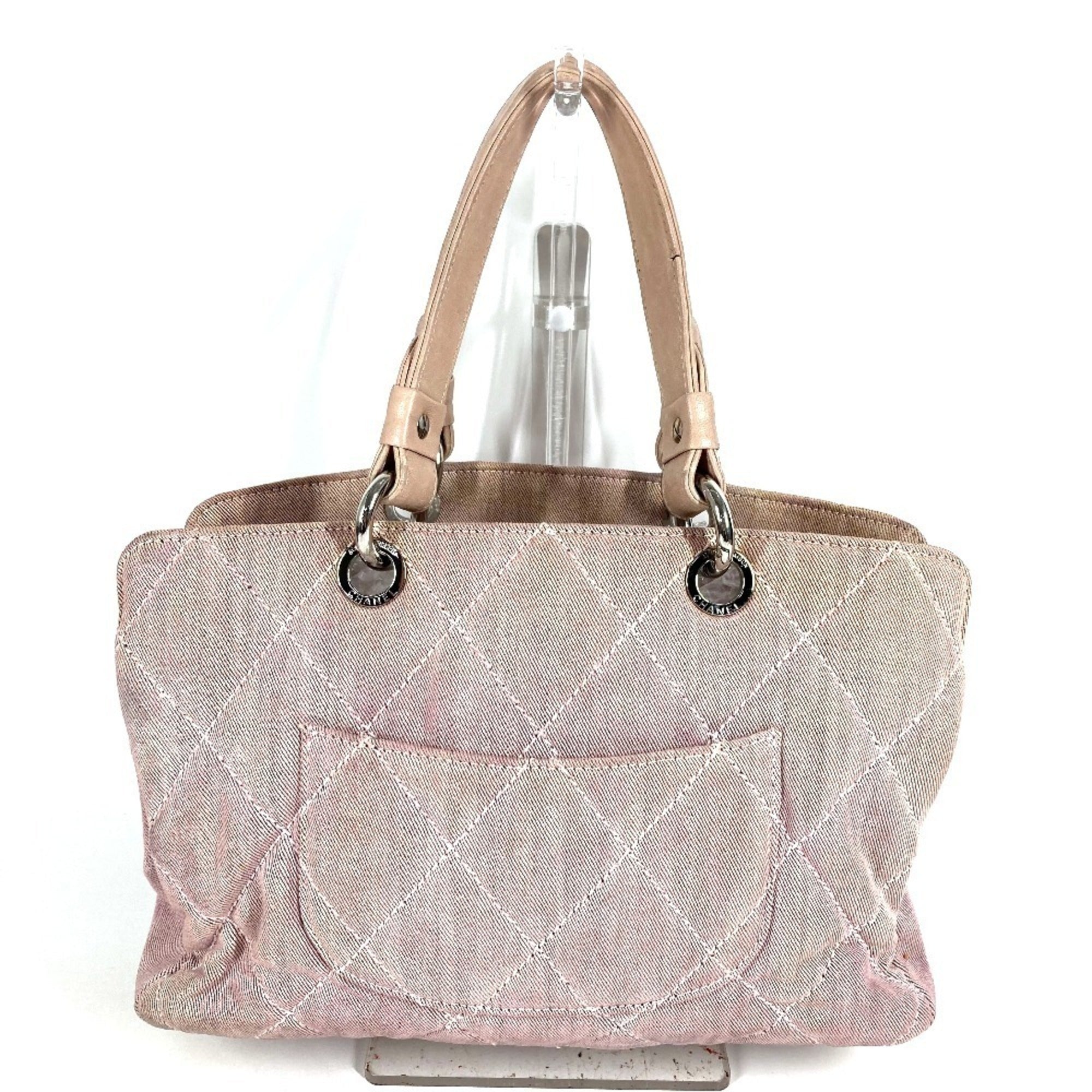 Chanel Pink Cotton Handbag Shoulder Bag (Pre-Owned)