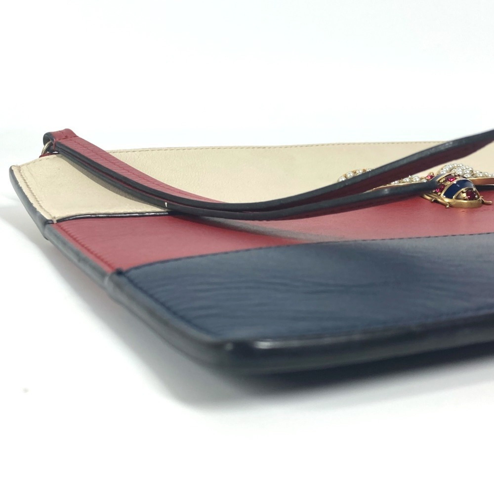 Gucci Navy Red Color Rhinestone Clutch Bag Pouch (Pre-Owned)