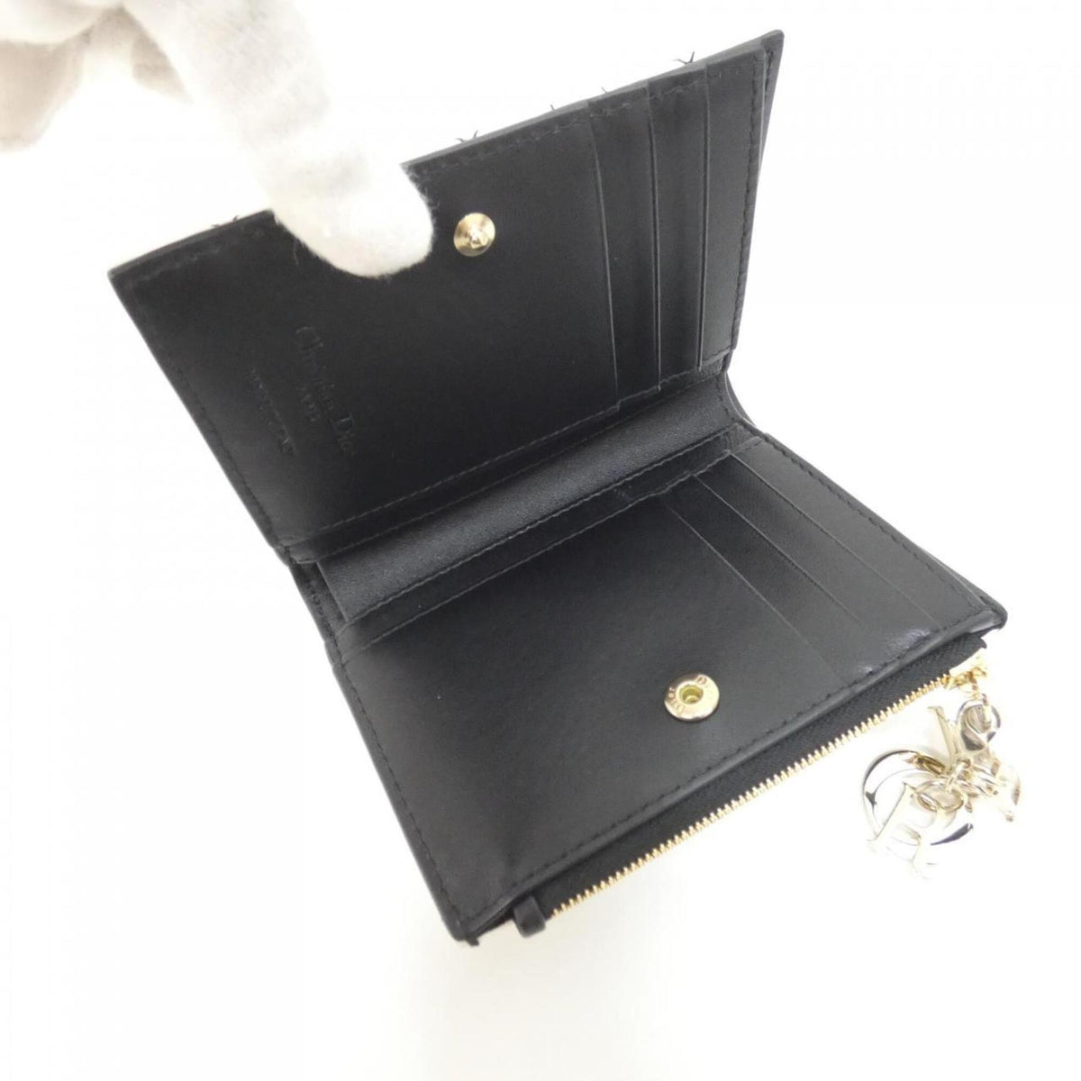 Christian Dior Black White Leather Wallet (Bi-Fold) (Pre-Owned)