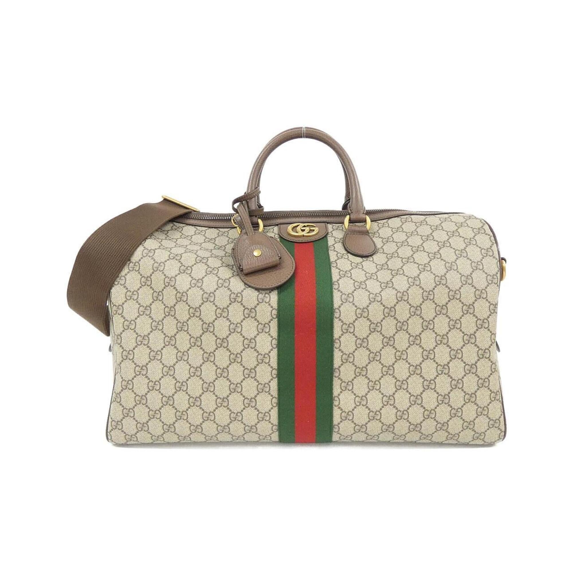 Gucci Beige Brown Gg Supreme Leather Boston Bag (Pre-Owned)