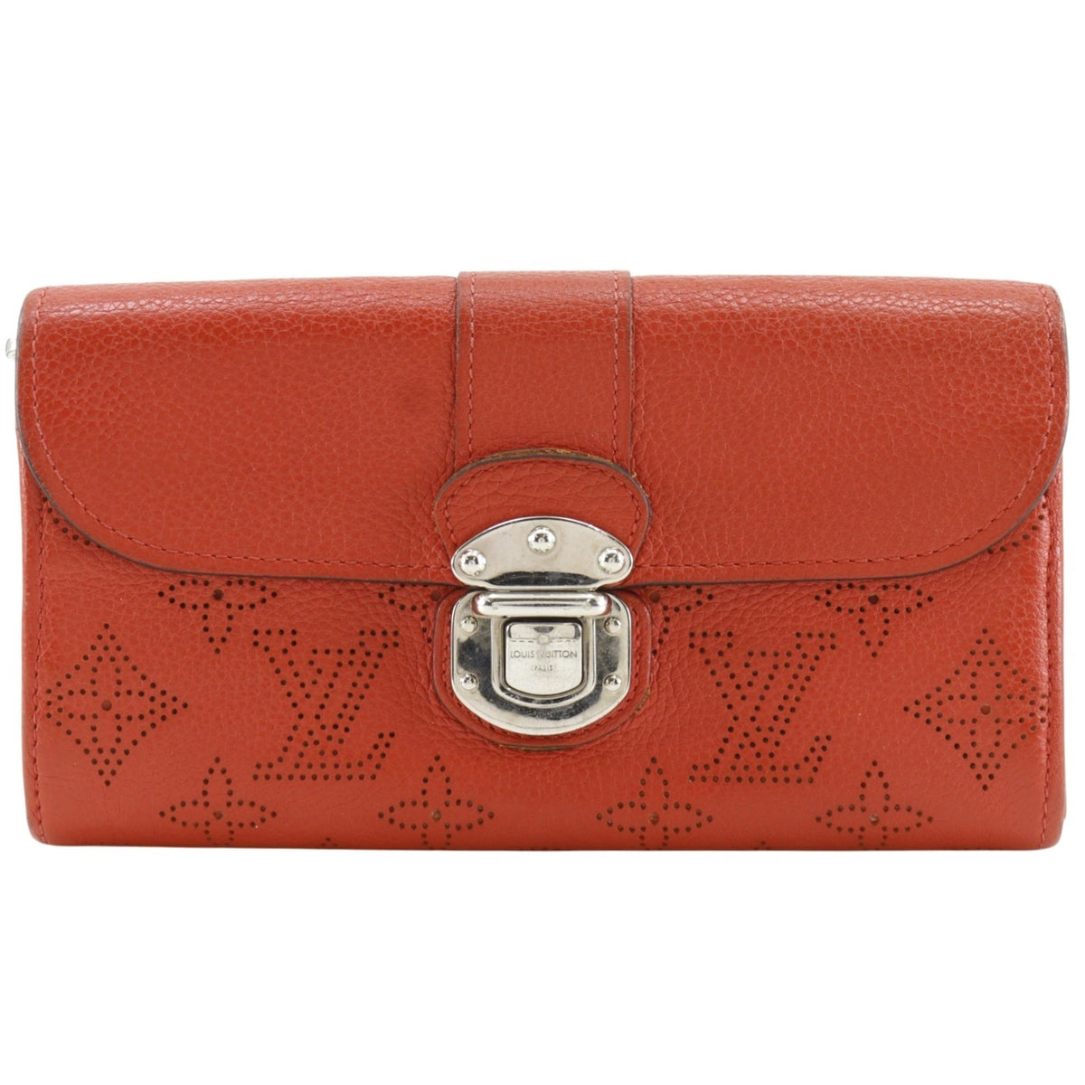 Louis Vuitton Red Color Monogram Mahina Leather Long Wallet (Bi-Fold) (Pre-Owned)