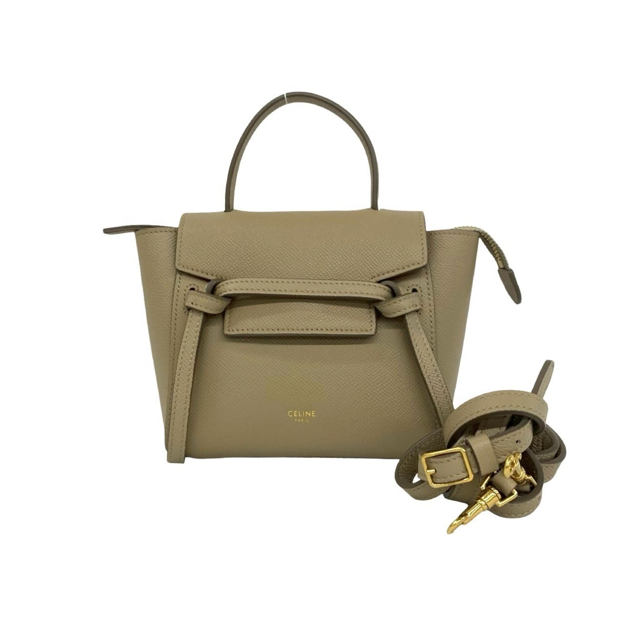 Celine Beige Leather Handbag Pochette Shoulder Bag (Pre-Owned)