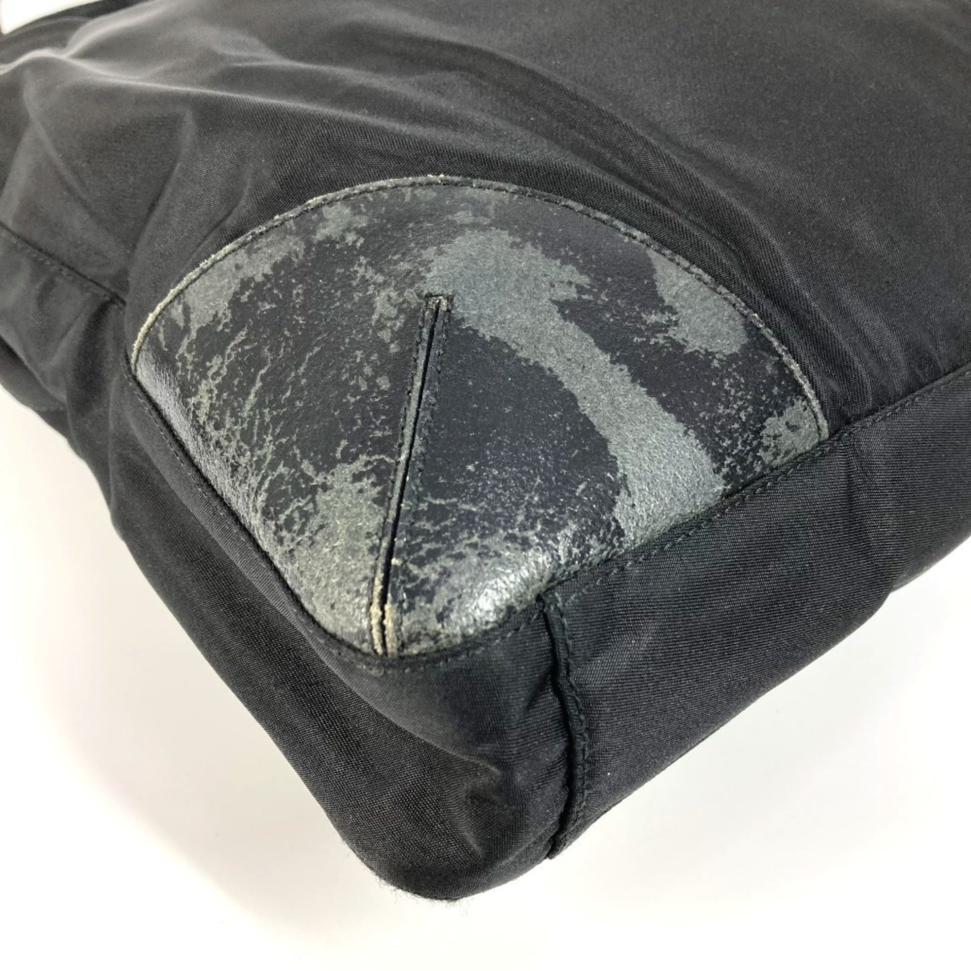 Prada Black Nylon Leather Shoulder Bag Tote Bag (Pre-Owned)