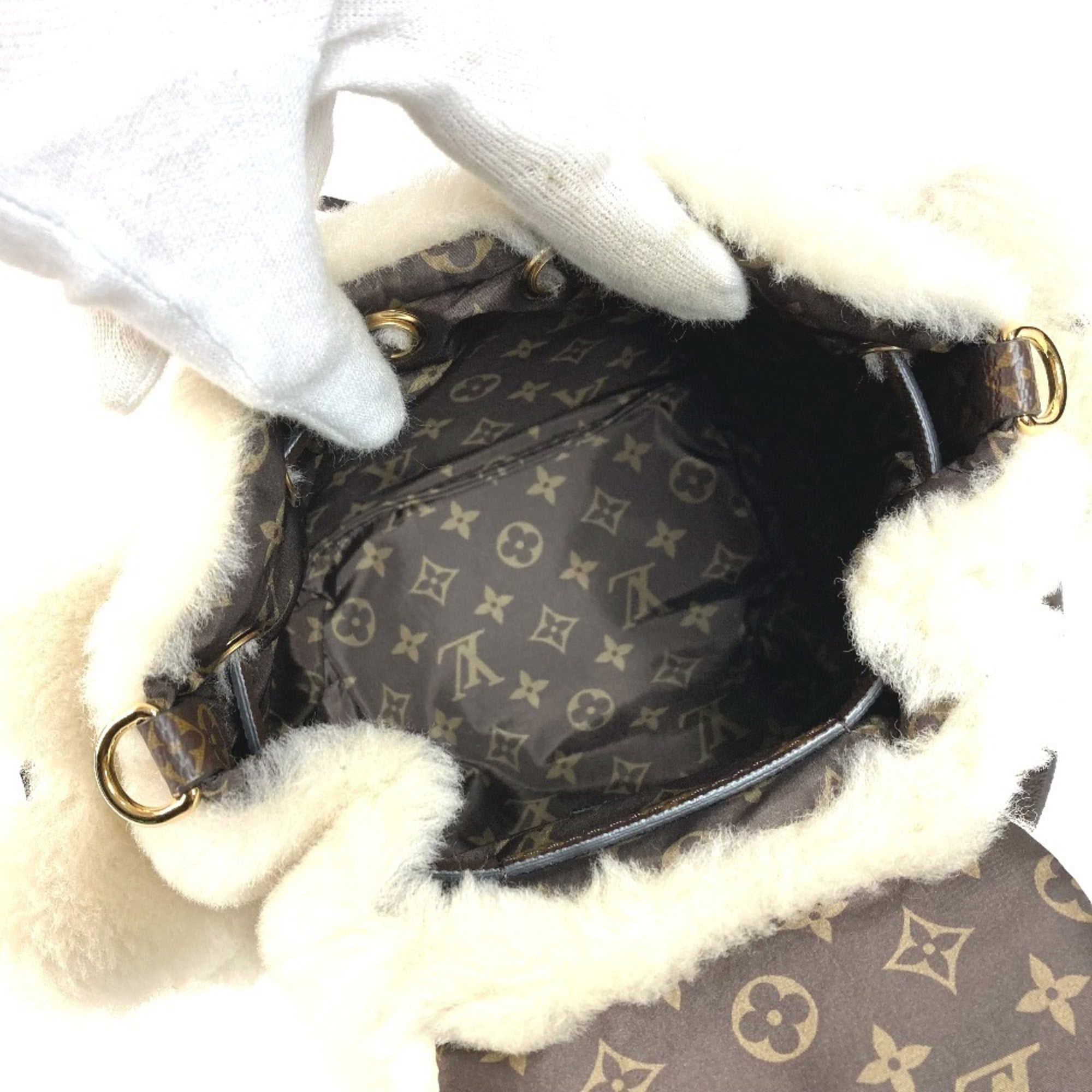 Louis Vuitton Beige Canvas Backpack Handbag Shoulder Bag (Pre-Owned)
