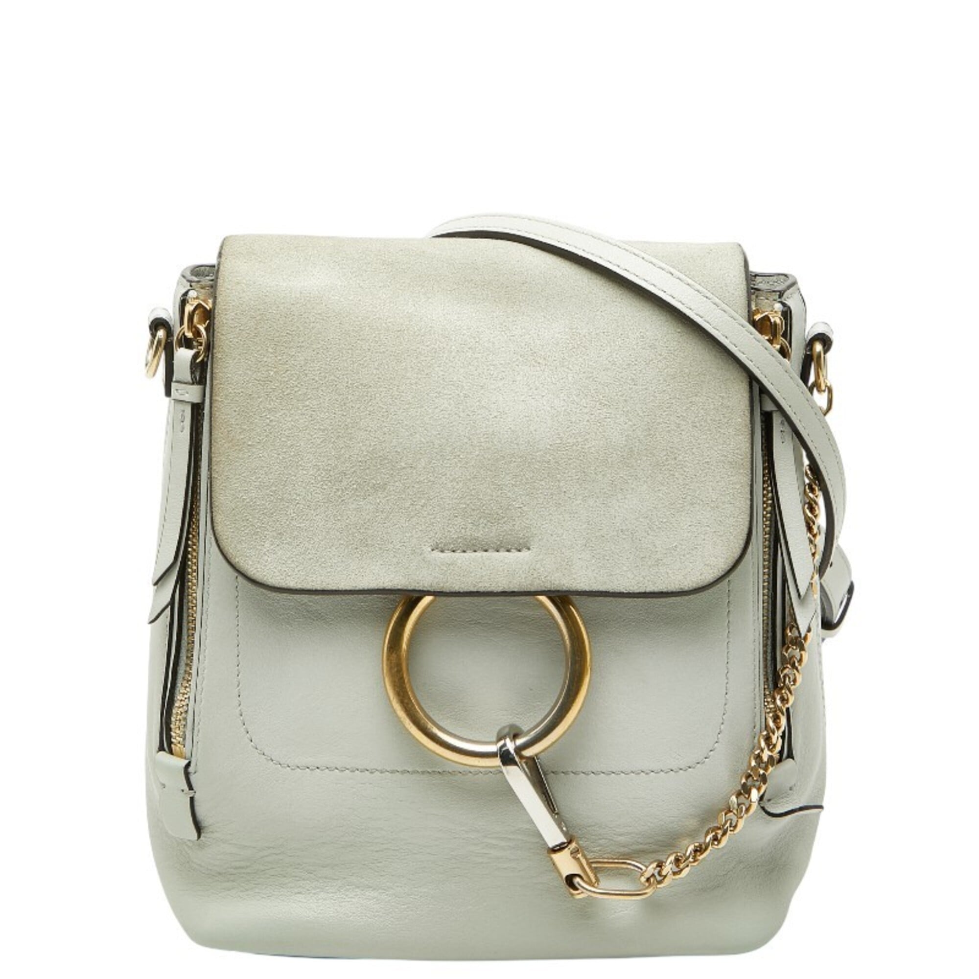 Chloé Gray Leather Suede Backpack Shoulder Bag (Pre-Owned)