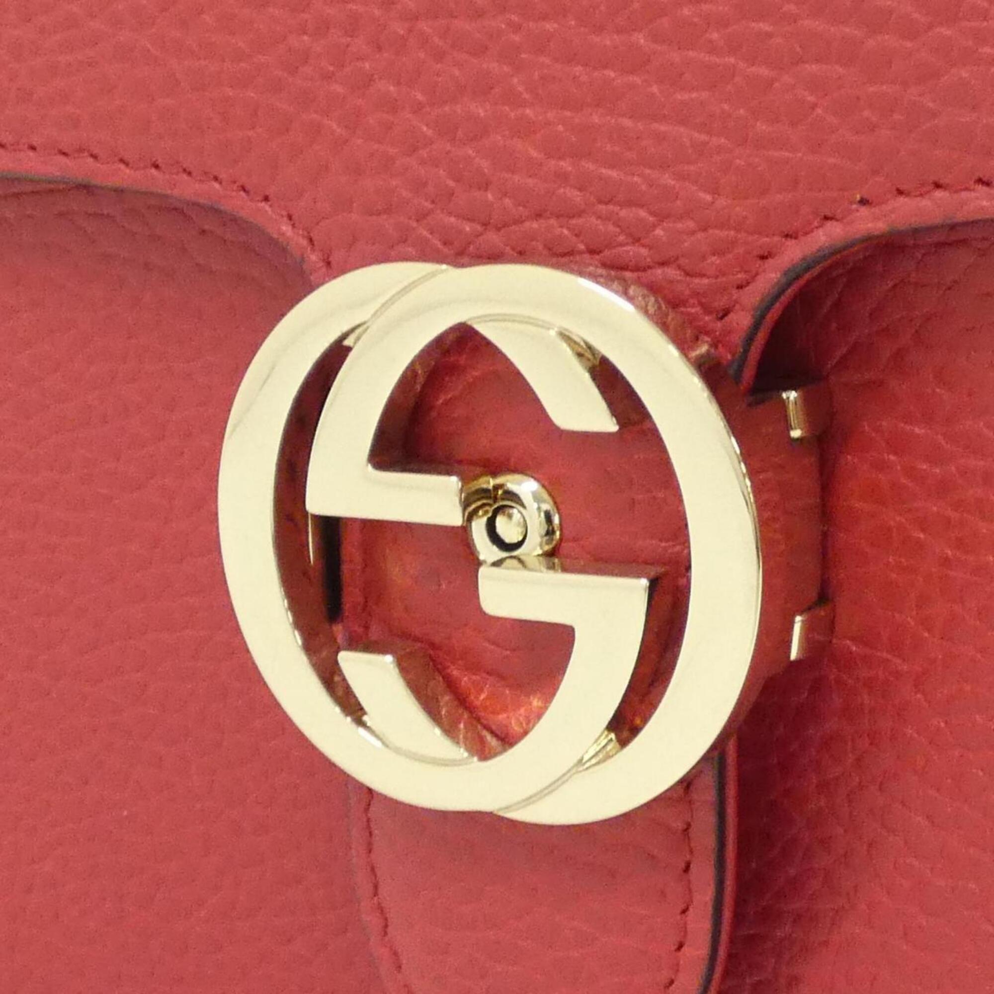 Gucci Red Color Leather Shoulder Bag (Pre-Owned)
